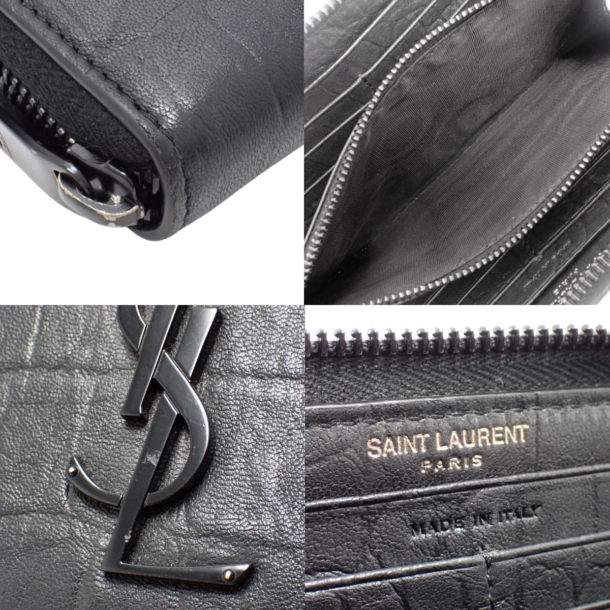 圆形拉链长款钱包，皮革，黑色，617415