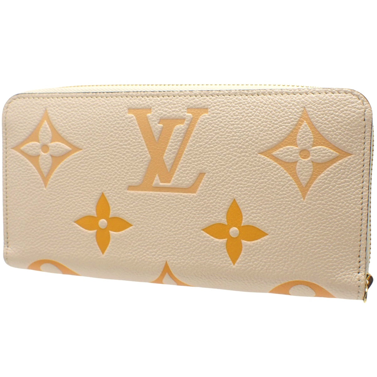 Monogram Applant Zippy 钱包，奶油藏红花色，M80402