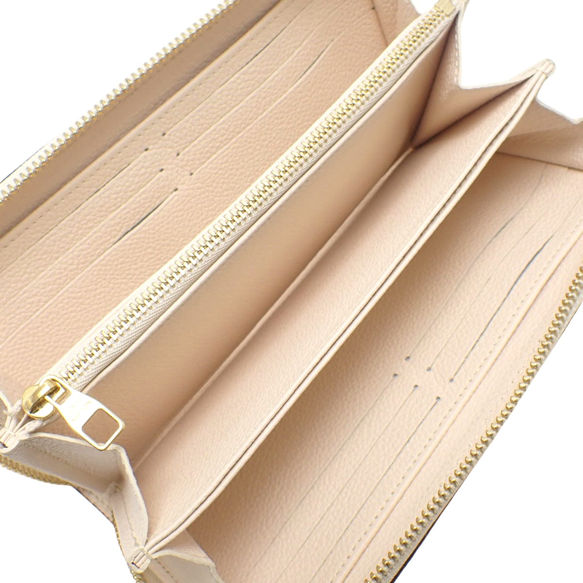 Monogram Applant Zippy 钱包，奶油藏红花色，M80402