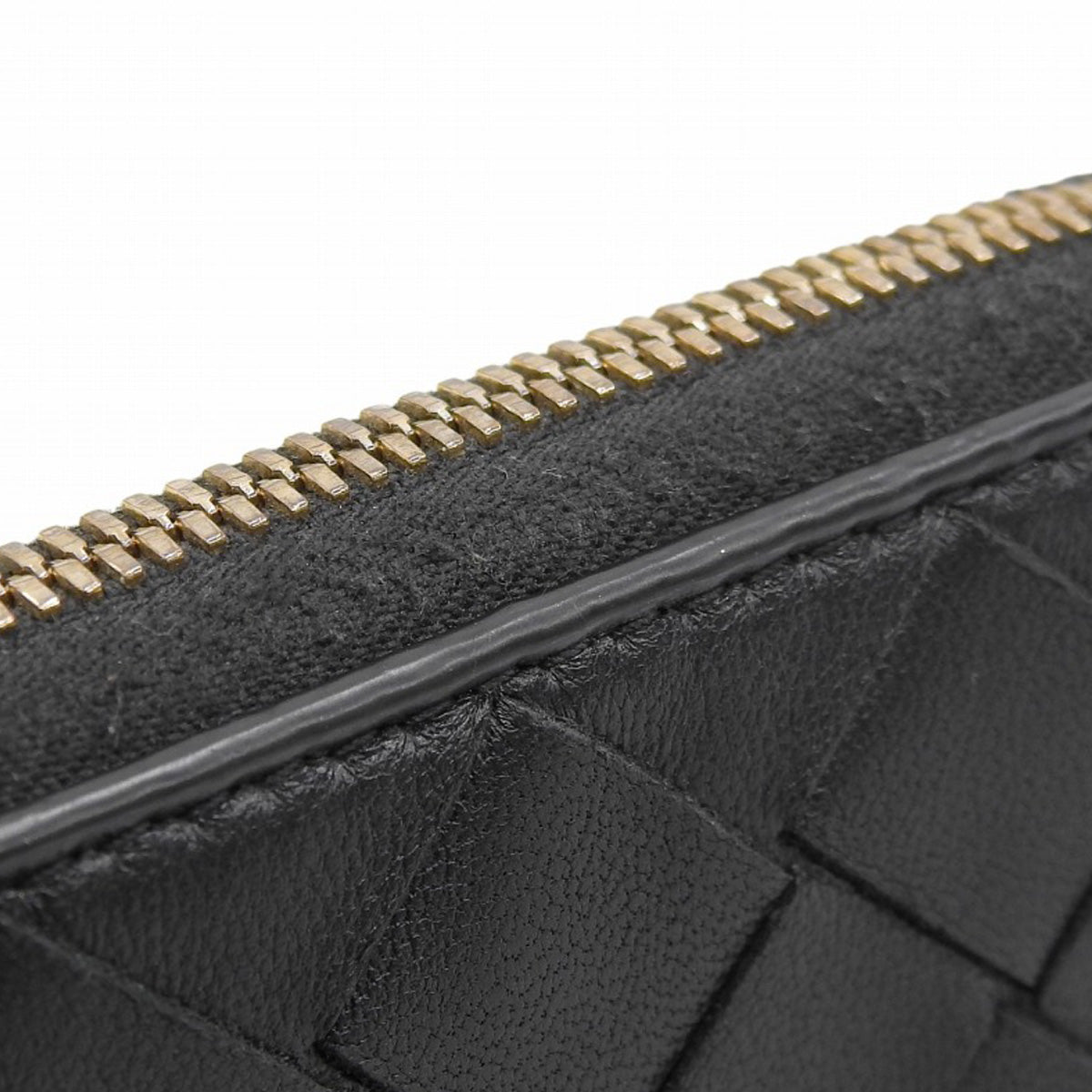 Intrecciato Zip-Around Coin Purse in Black Lambskin 600874