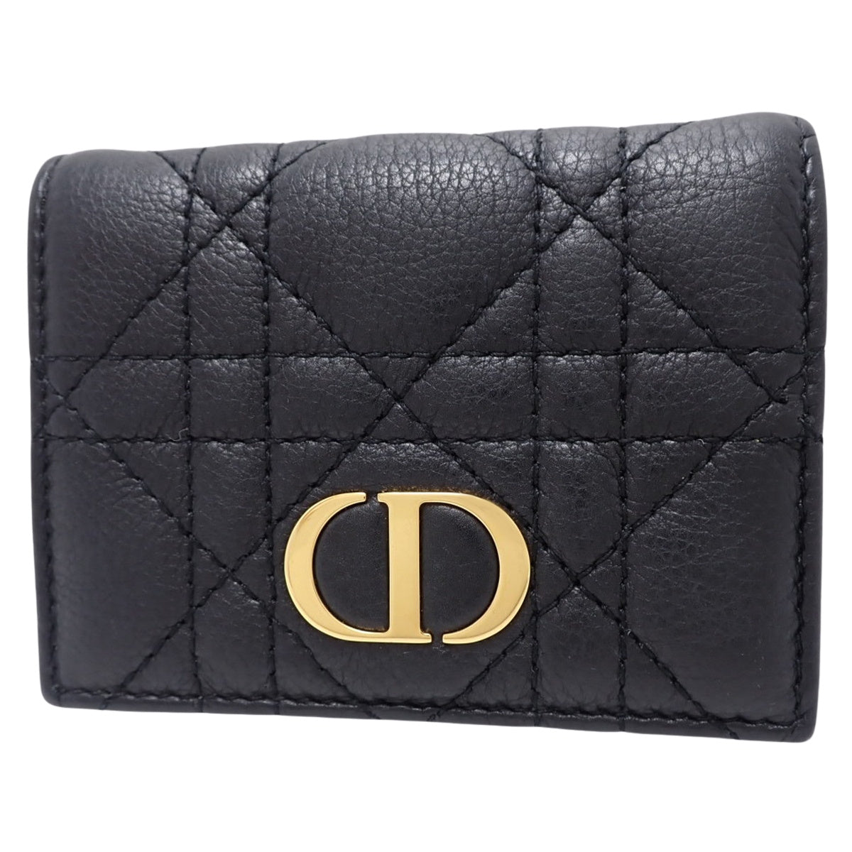 黑色小牛皮 Cannage 三折钱包