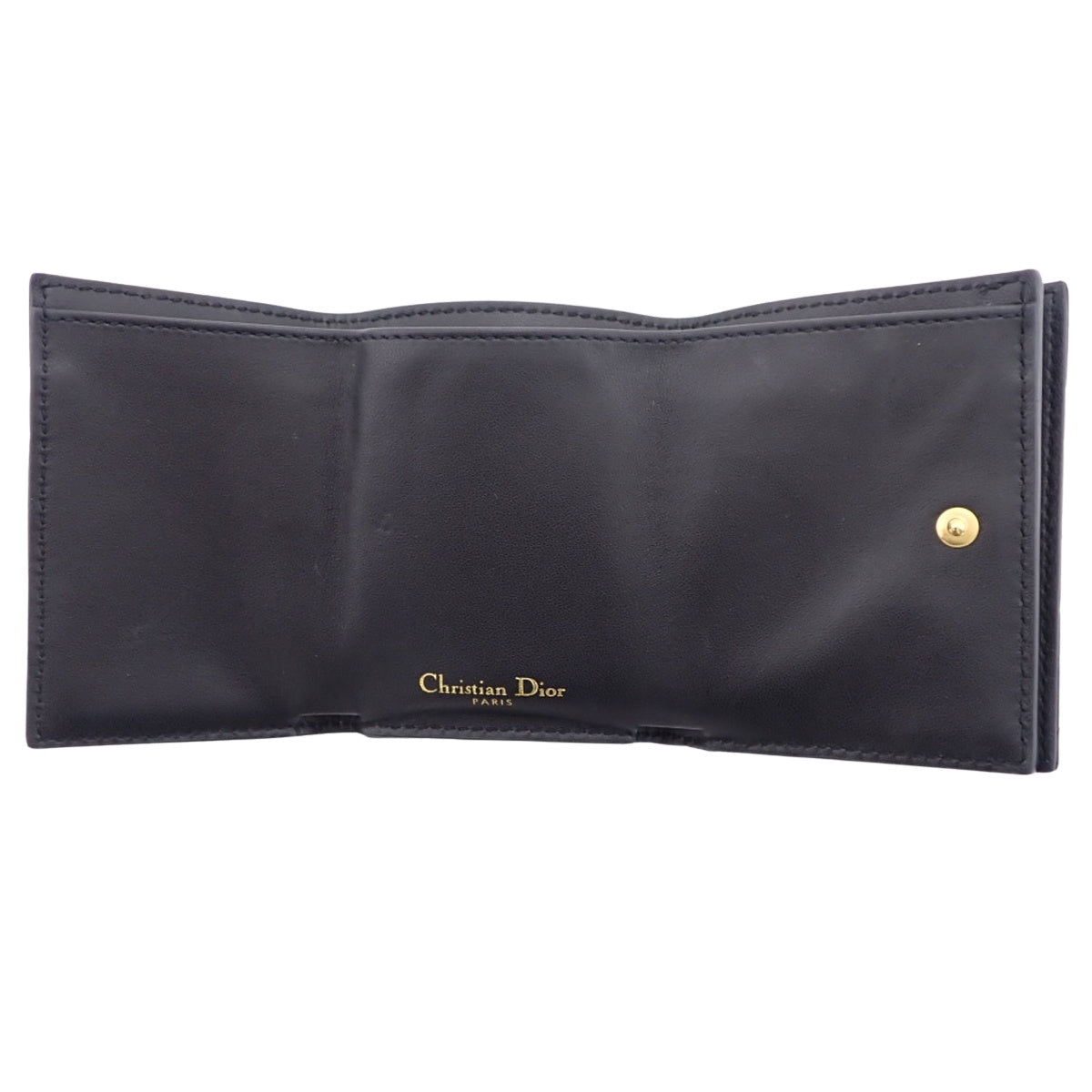 黑色小牛皮 Cannage 三折钱包