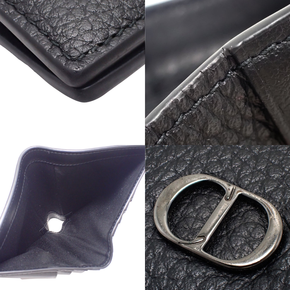 CD Icon バーティカル 2つ折りウォレット グレインドカーフスキン ブラック 2ESBH072CDI_H00N