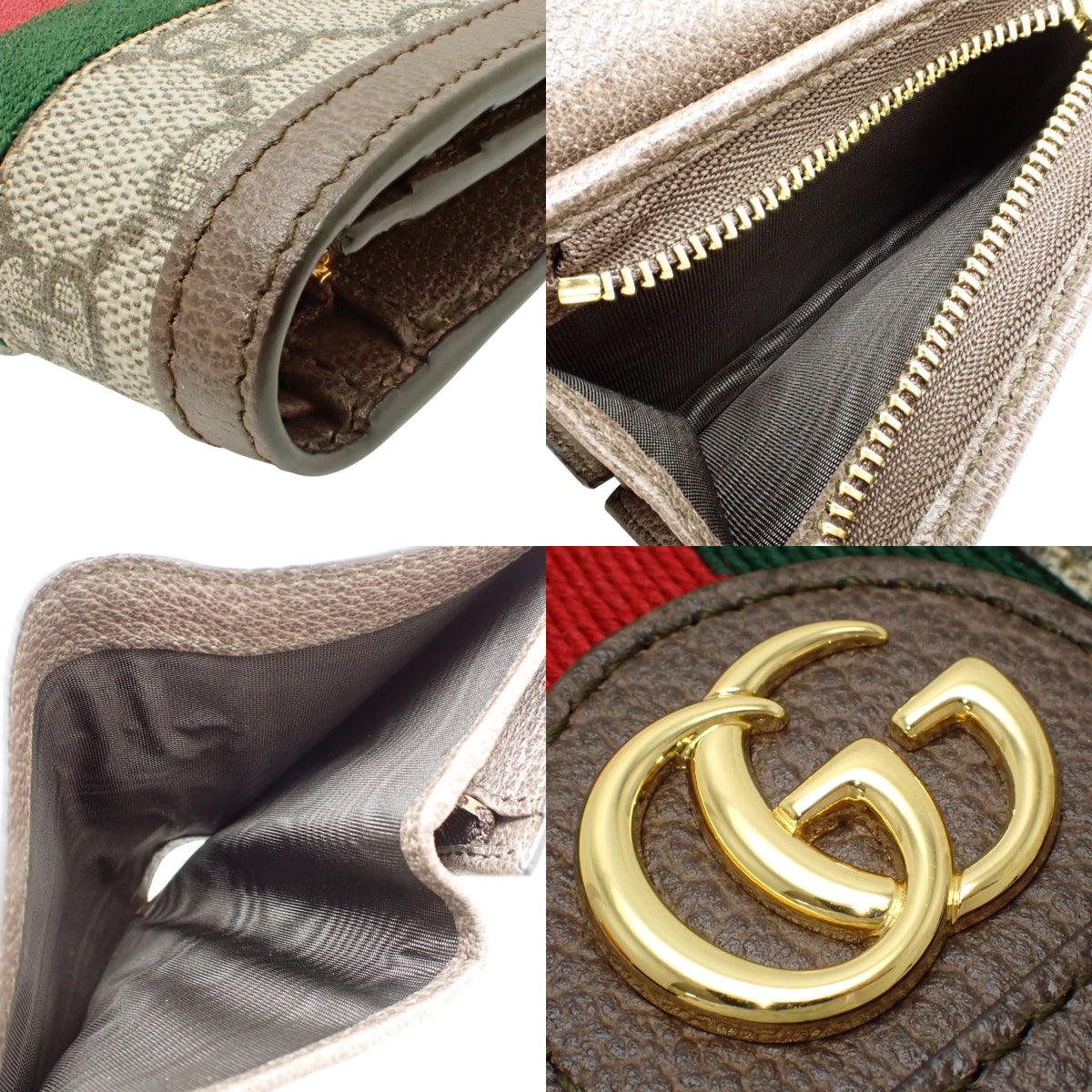 Ophidia 双折钱包 GG Supreme 帆布和皮革 米色 523155