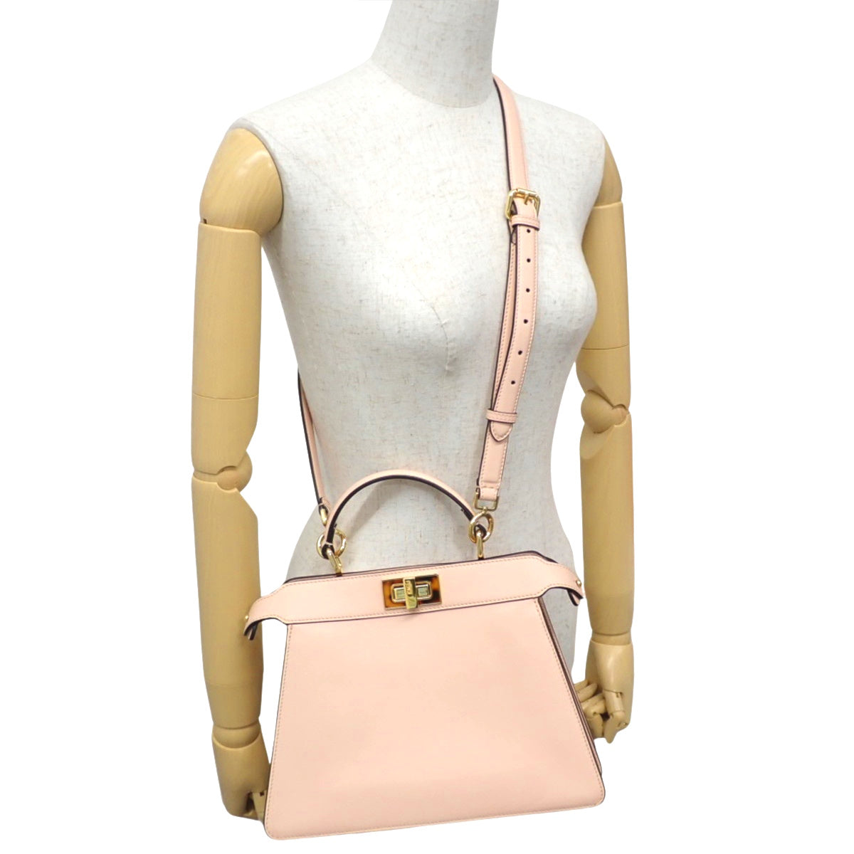 Peekaboo ISeeU 小号皮革包，粉米色，8BN327