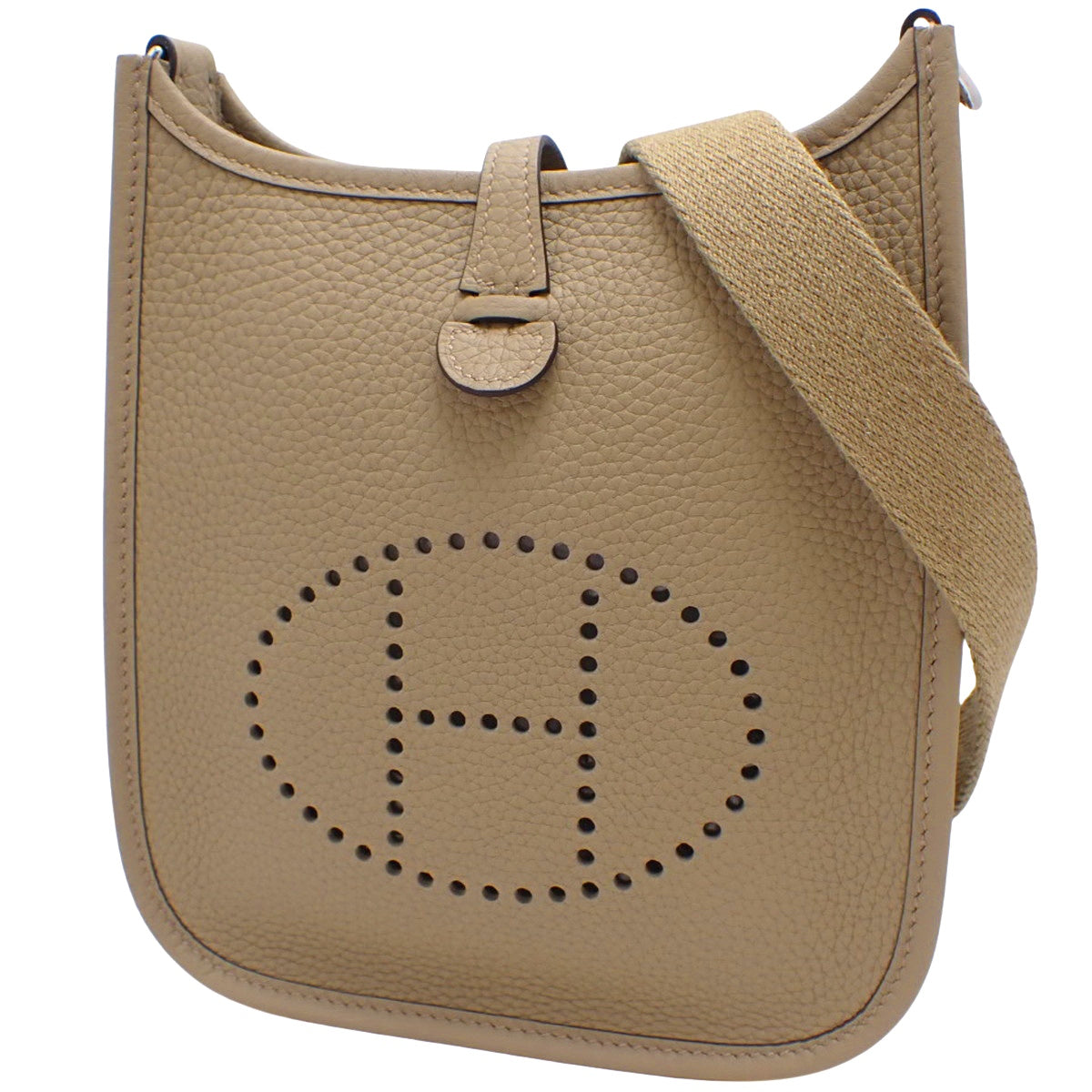 Evelyn Amazon TPM Taurillon Clemence 皮革，钯金配件，米色 Marfa 和银色配件，双重压印。