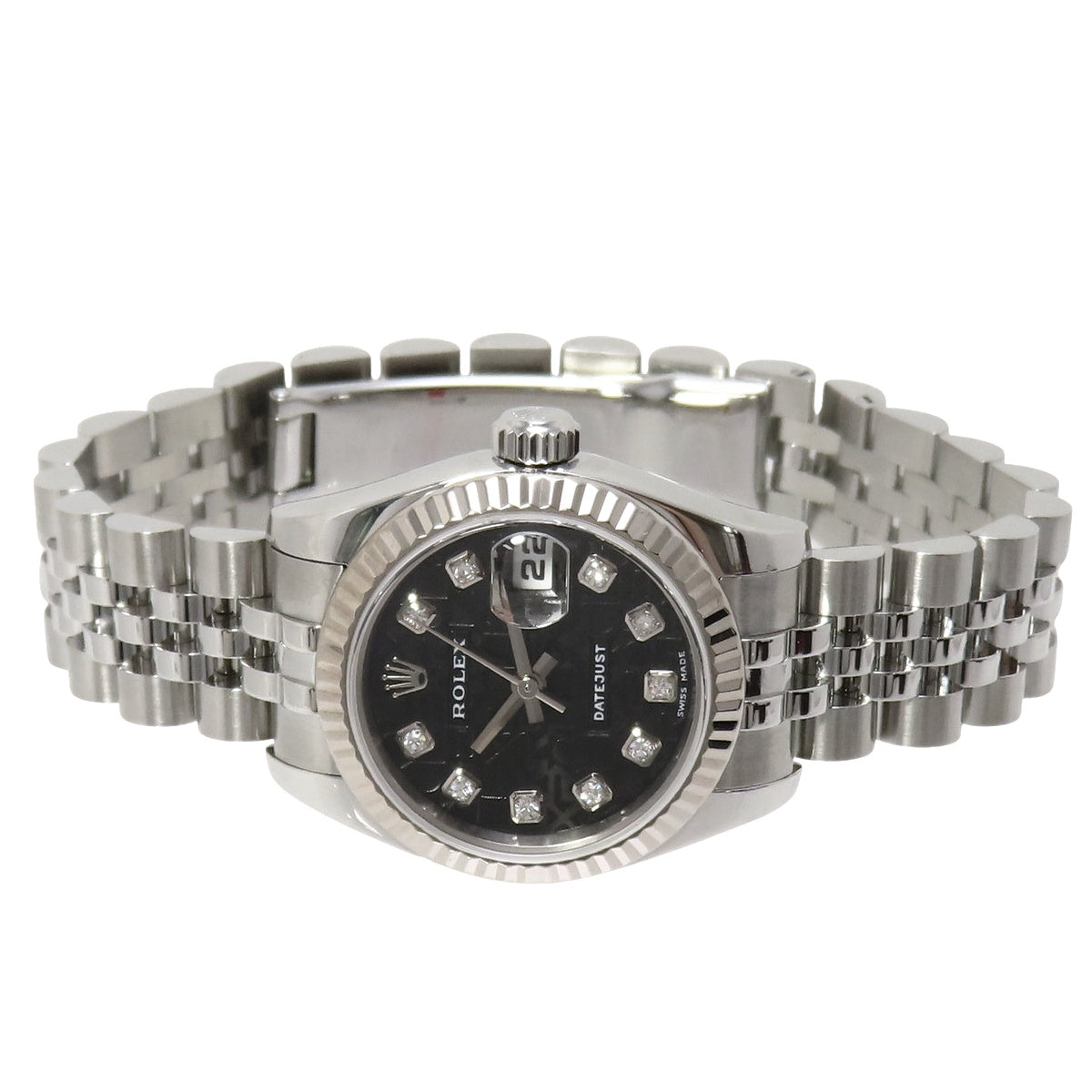 Datejust 179174G 白金/精钢表壳，D字编号，电脑显示表盘，黑色表盘，12点钟位置，自动上链，女士腕表