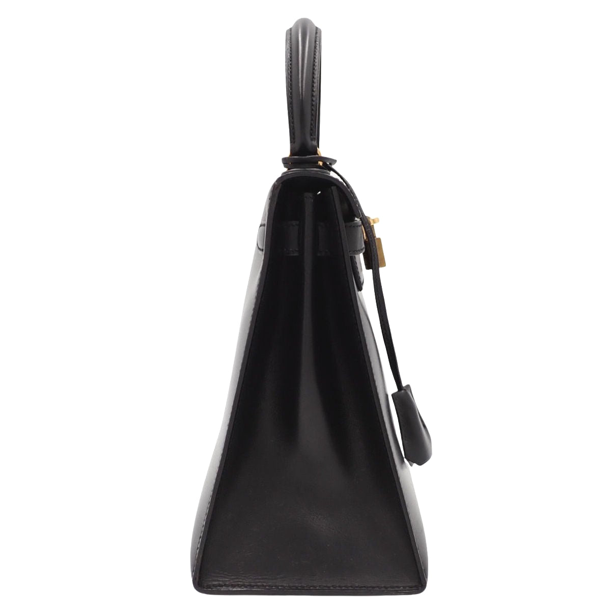 Kelly 28 (Outer Stitch) Box Calf Leather, Black, Gold Hardware, 〇R Stamp