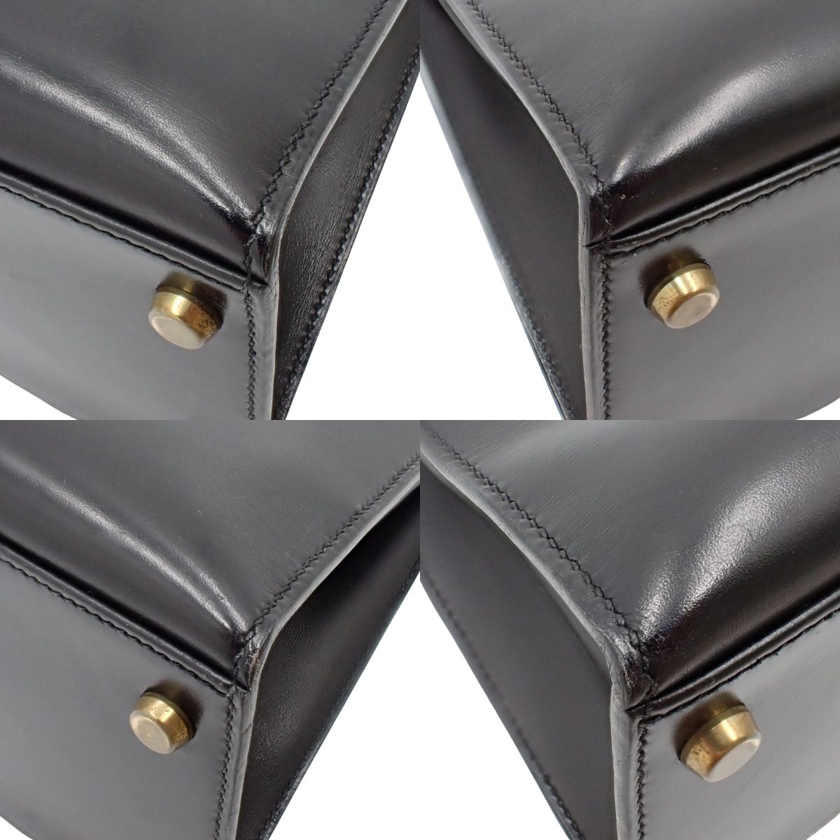 Kelly 28 (Outer Stitch) Box Calf Leather, Black, Gold Hardware, 〇R Stamp