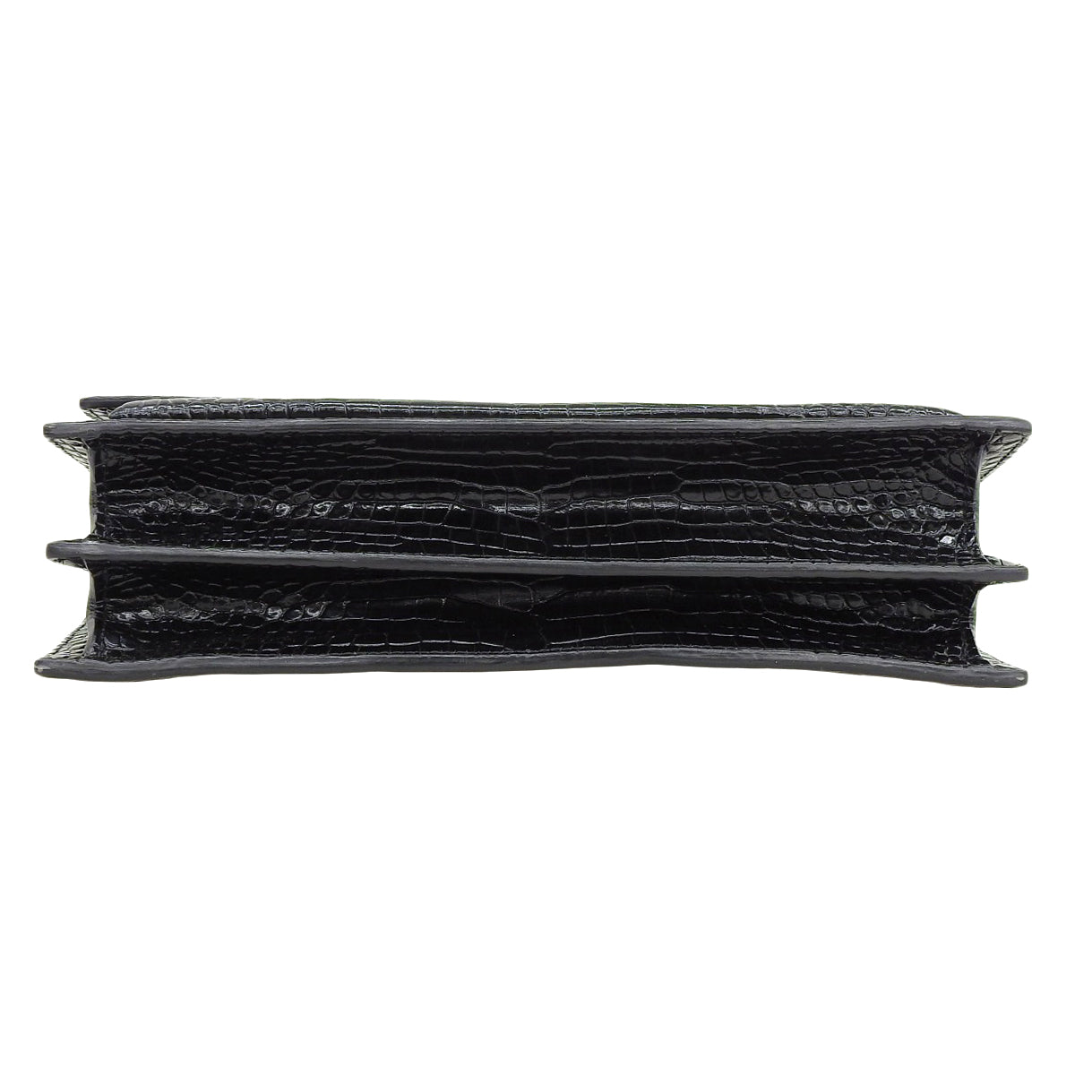 Sunset Medium Crocodile Embossed Leather Black 498779