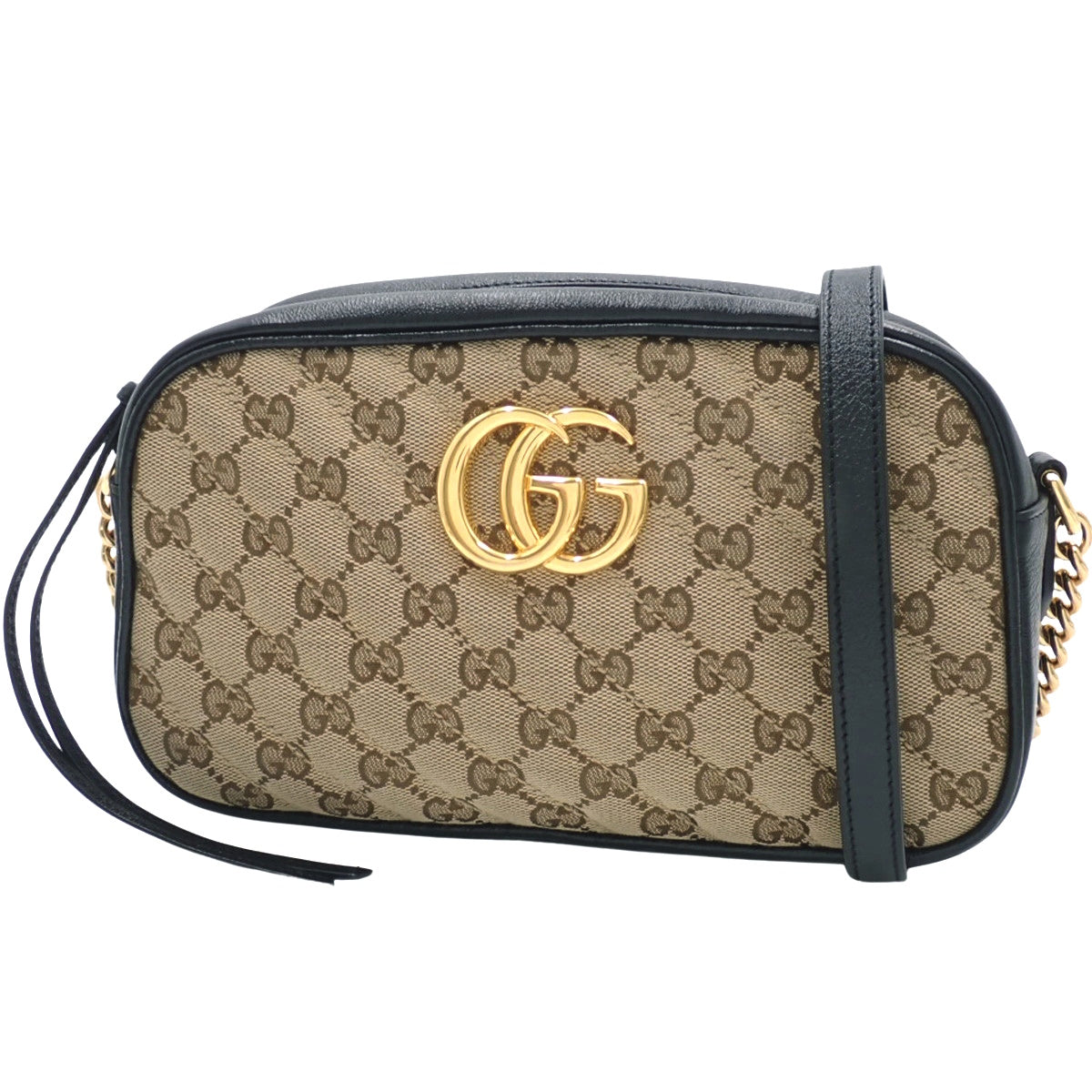 GGマーモント スモール カメラバッグ GGキャンバス レザー ベージュ ブラック 447632