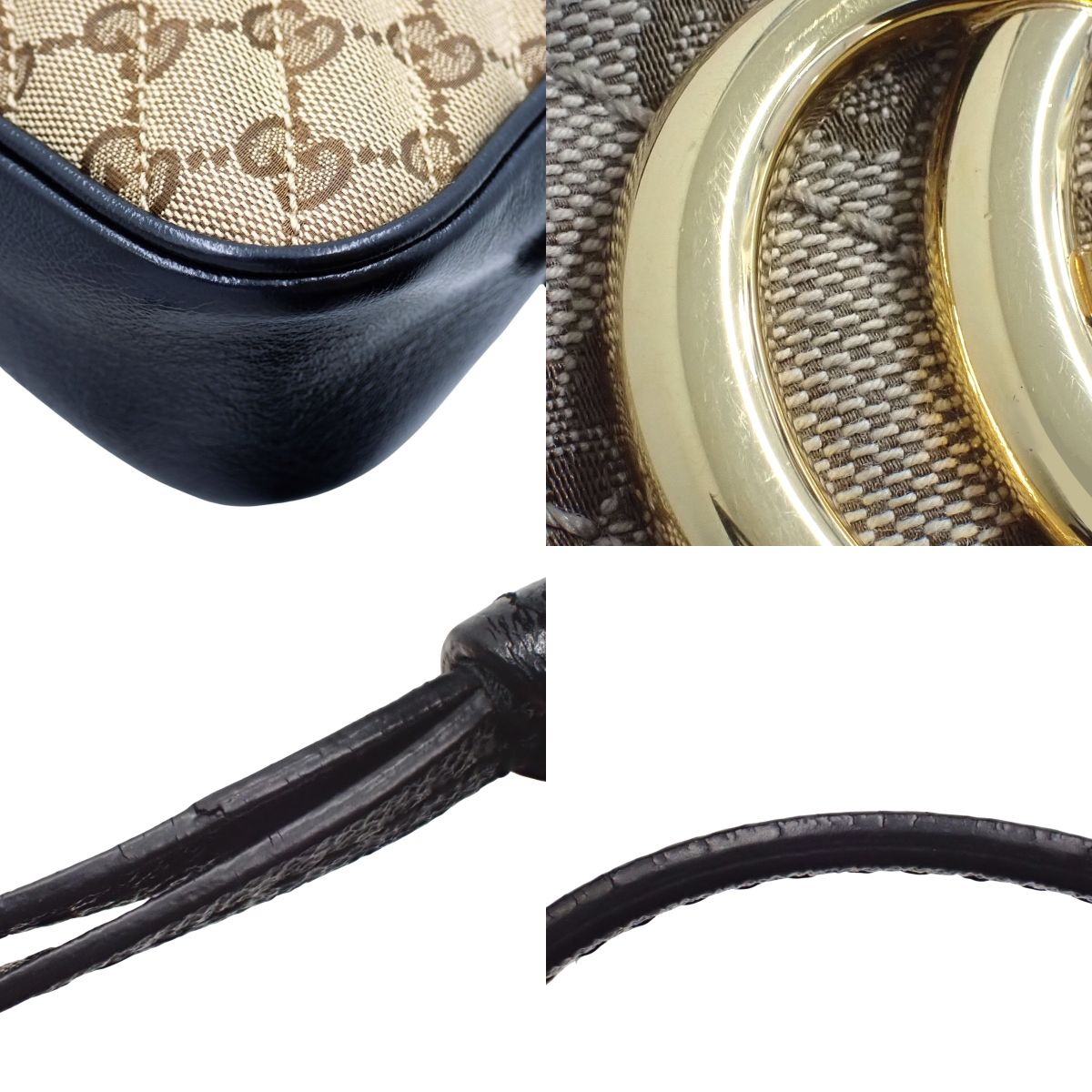 GGマーモント スモール カメラバッグ GGキャンバス レザー ベージュ ブラック 447632