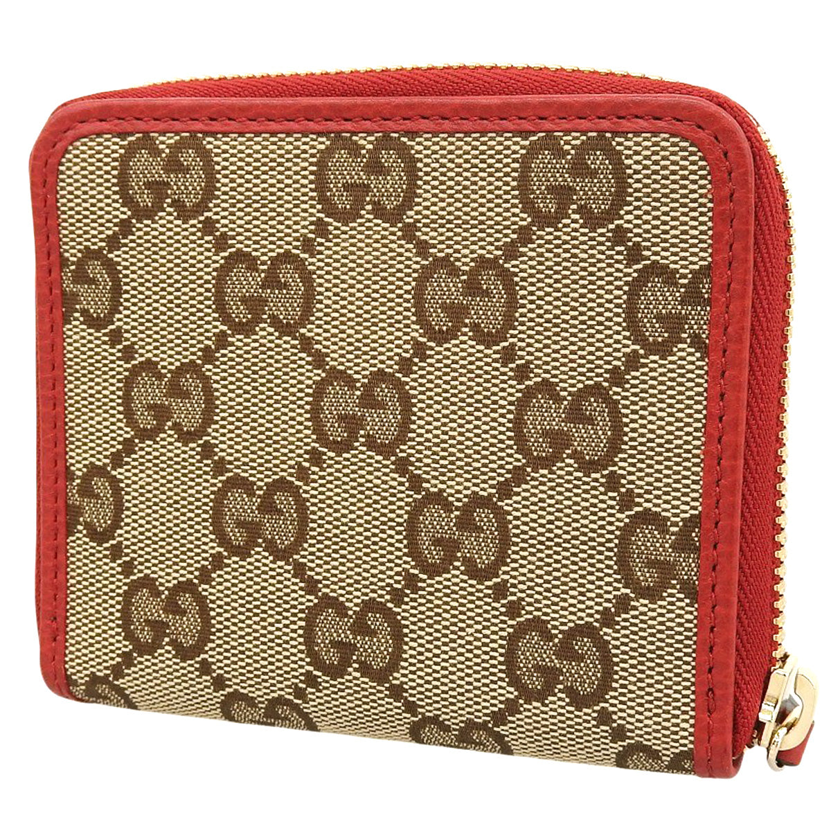 二つ折り財布 GGキャンバス レザー ベージュ レッド 346056 KY9LG 8606