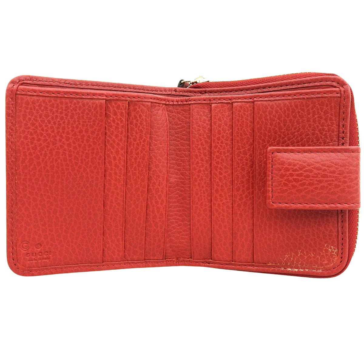 二つ折り財布 GGキャンバス レザー ベージュ レッド 346056 KY9LG 8606