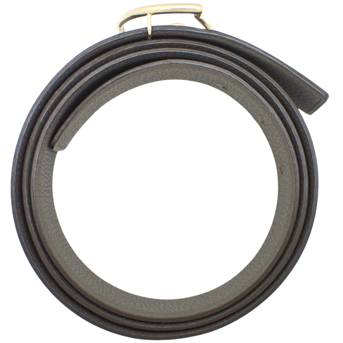 Tête de Cheval 双面皮革腰带，盒装小牛皮 Togo 蓝色 Marine/Etain，带 U 印章