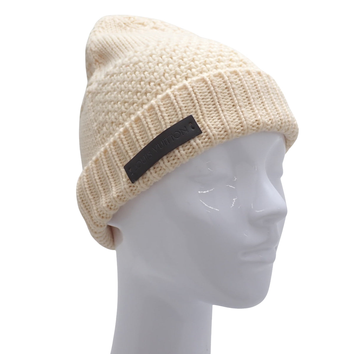 Damier knit cap in wool and ivory
