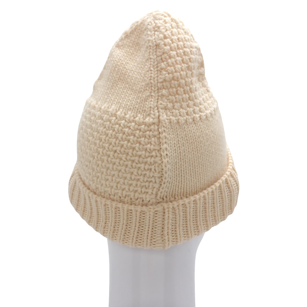 Damier knit cap in wool and ivory