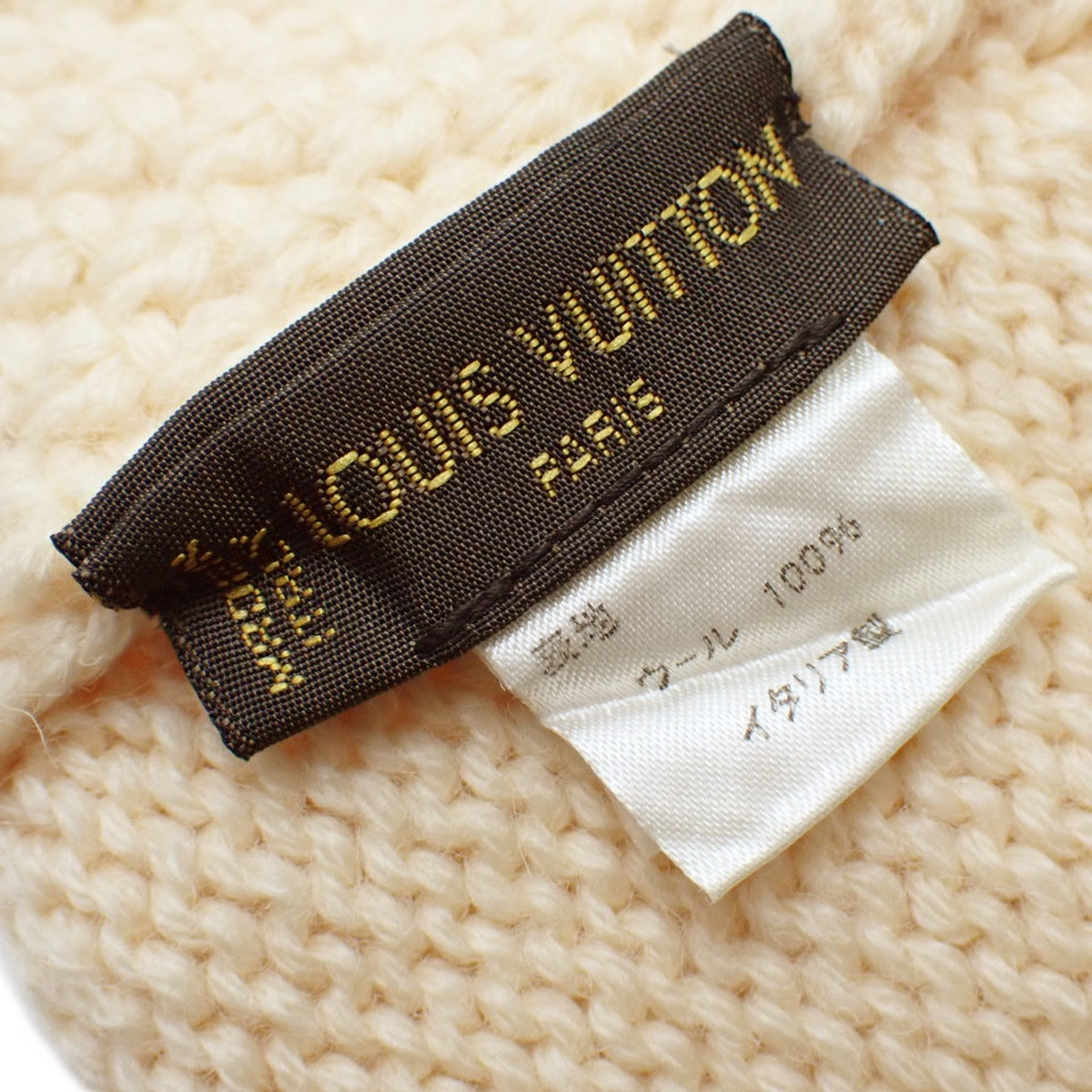 Damier knit cap in wool and ivory