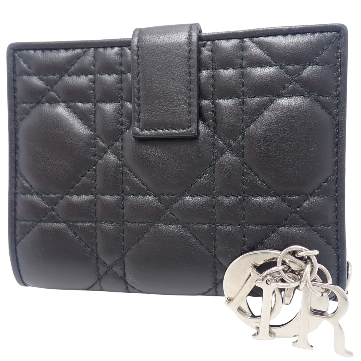 カナージュ 二つ折り財布 ラムスキン ブラック