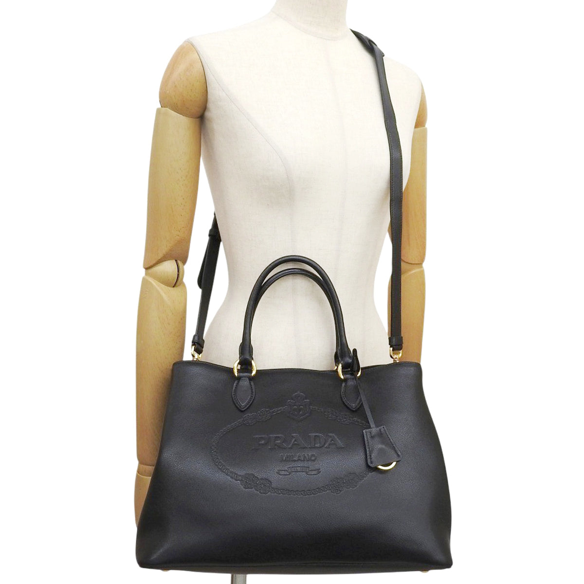 2-way tote bag calfskin NERO 1BA579