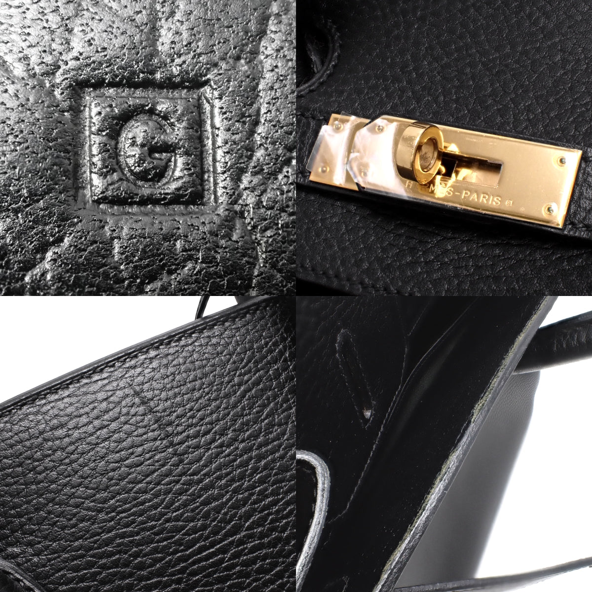 Birkin 35 Ardennes 黑色包包，配金色五金件，G 字印记