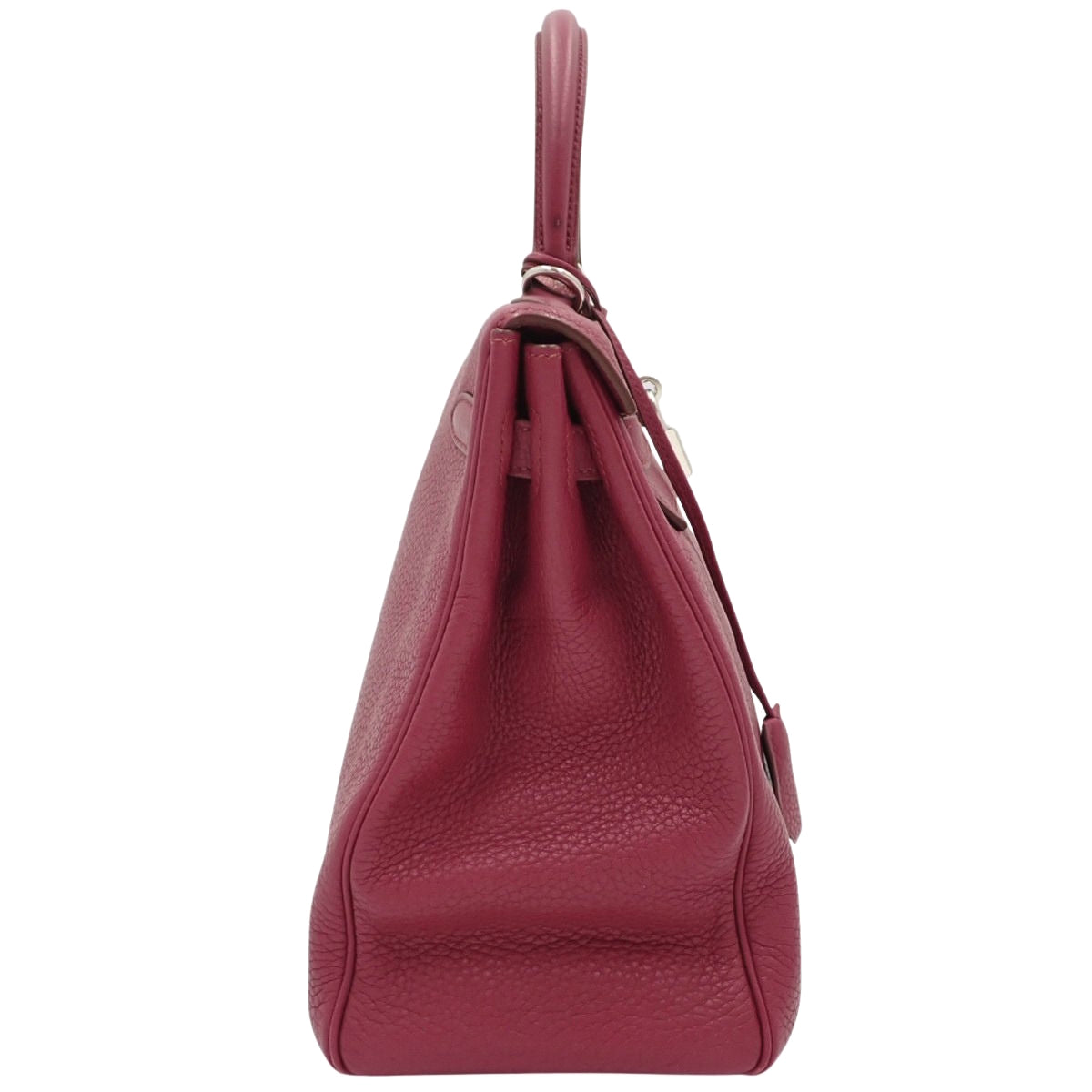 Kelly 35 (inside stitching) Taurillon Clemence leather, palladium hardware, ruby, N stamp