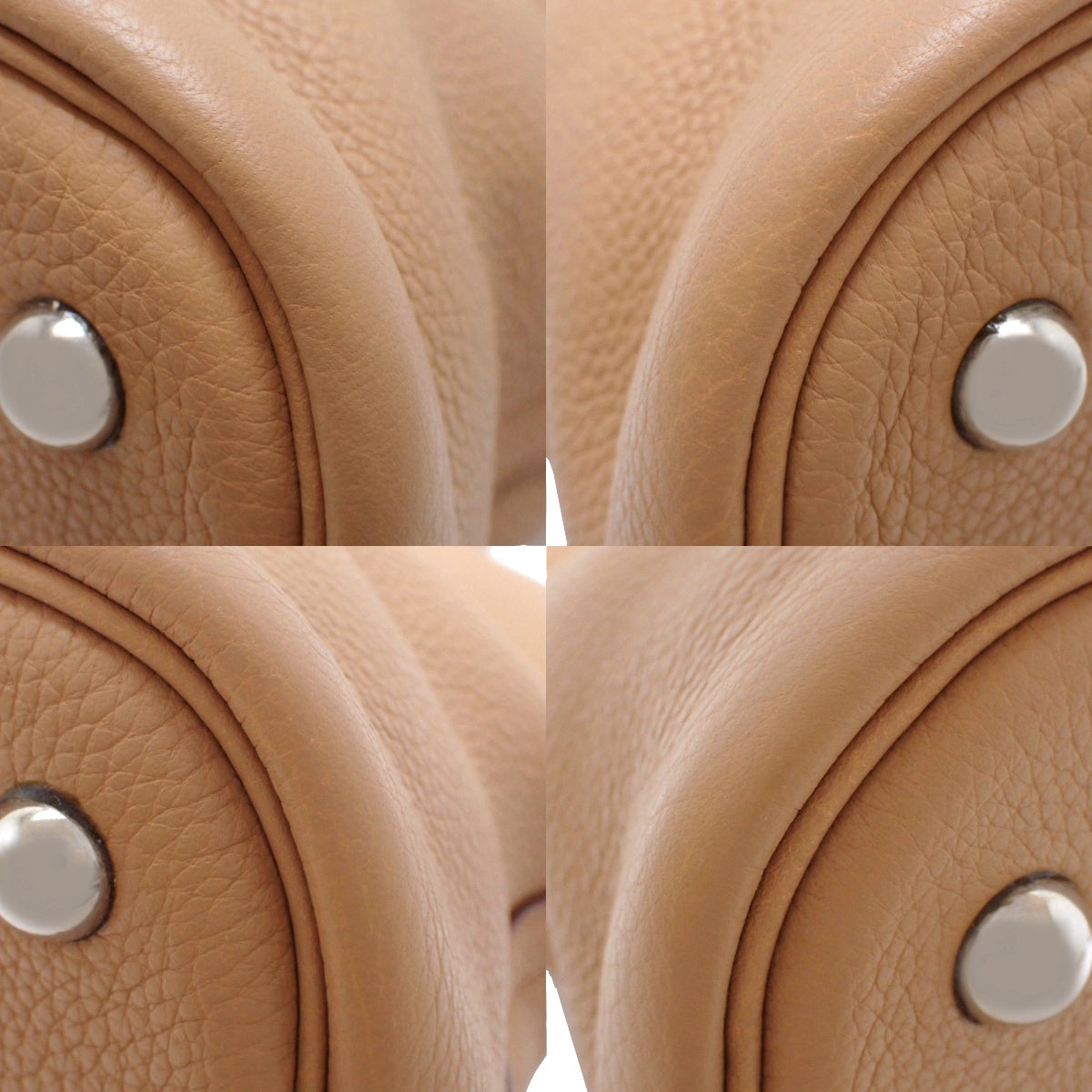 Bolide 35，采用 Taurillon Clemence 皮革，搭配钯金配件、Tabac 驼色皮革和银色配件。□L 印记。