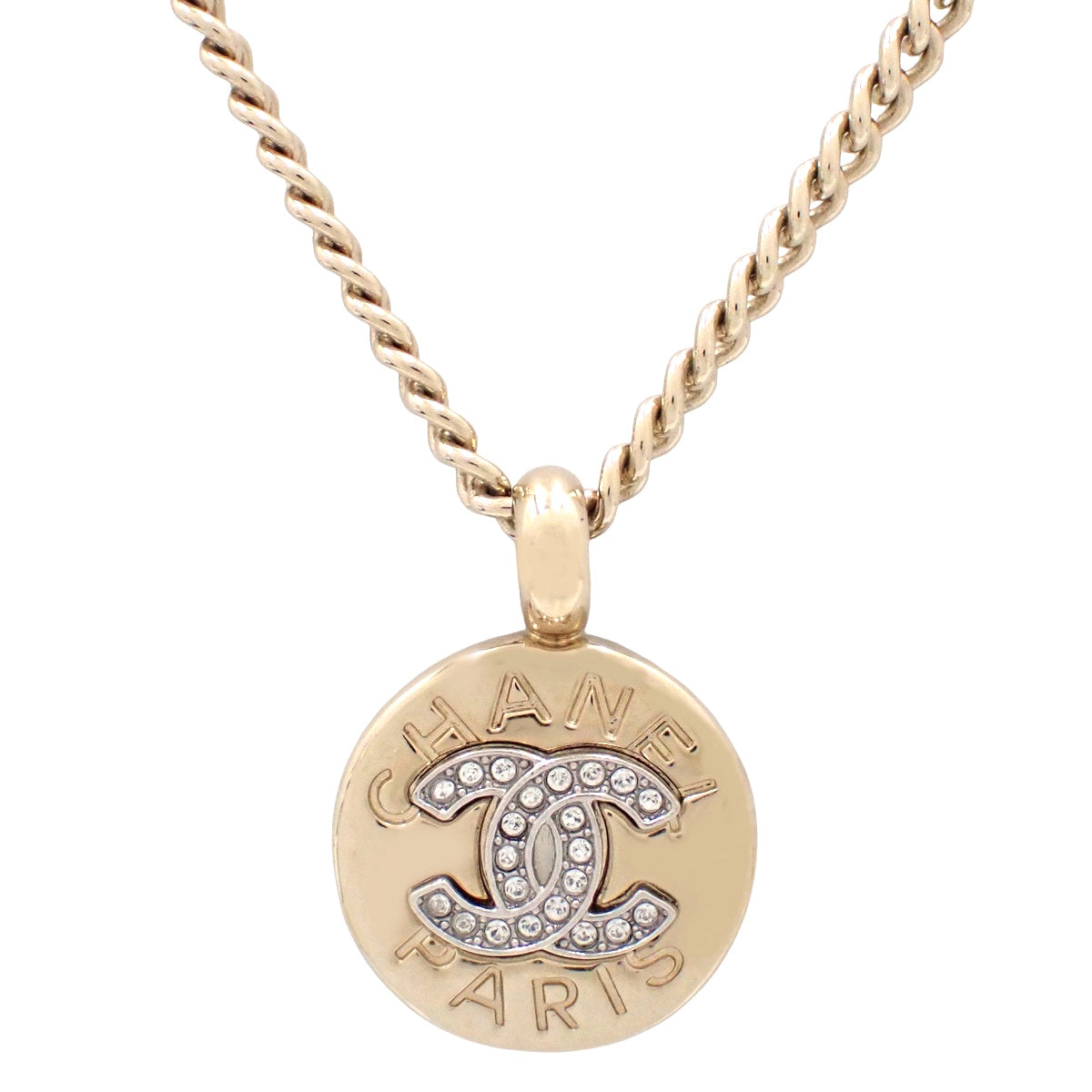Rhinestone Coco Mark Necklace Metal (GP) Accessories Jewelry