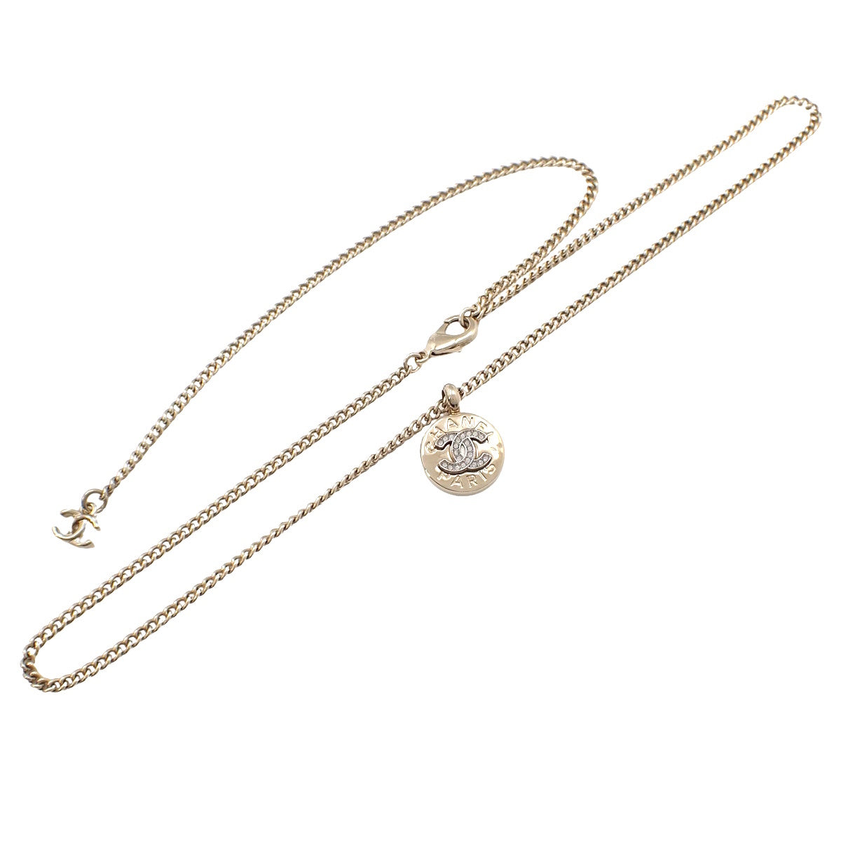 Rhinestone Coco Mark Necklace Metal (GP) Accessories Jewelry