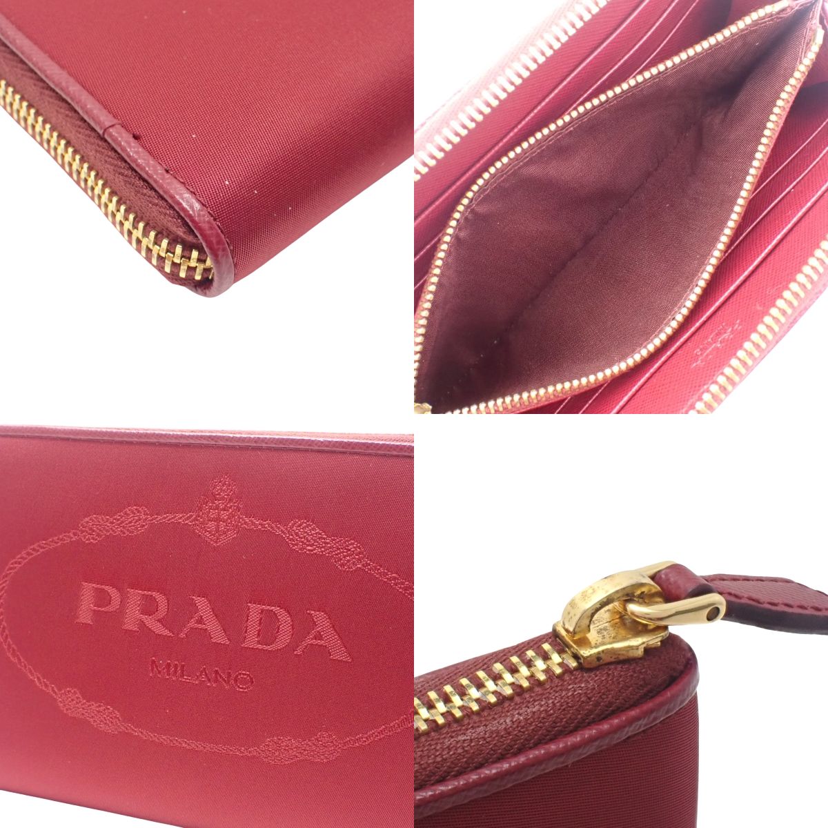 Round zipper long wallet nylon TESSUTO Bordeaux