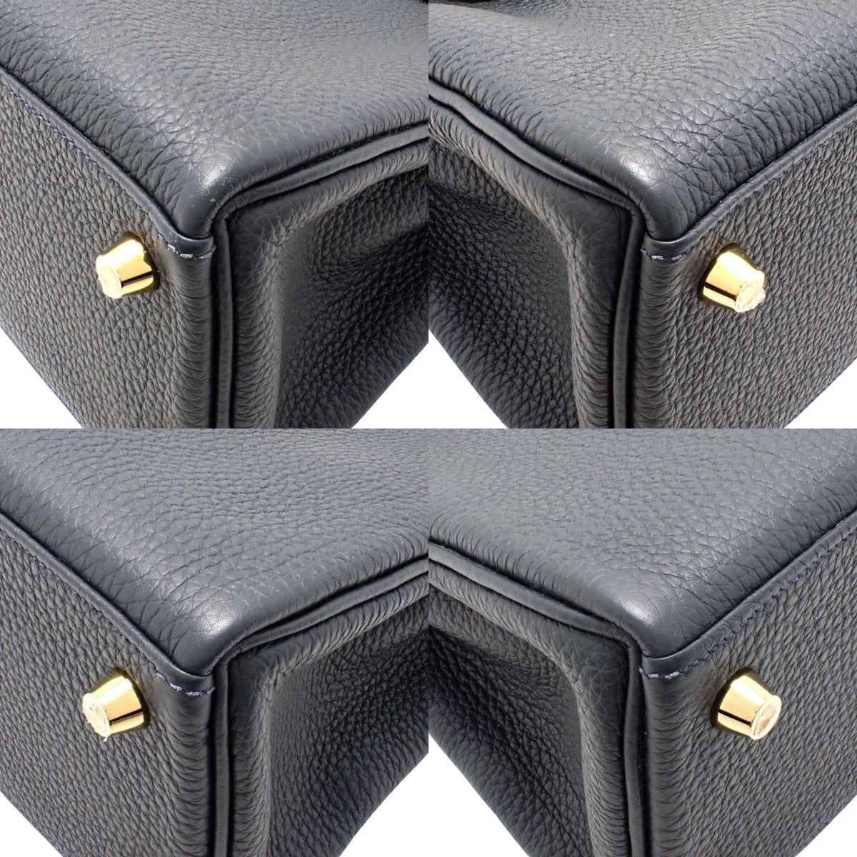 Kelly Touch 25（内缝）Togo蜥蜴皮绿色Rousseau包，配金色五金件和双印章