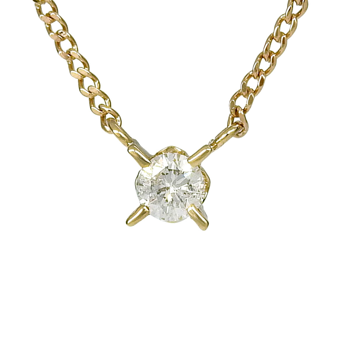 钻石项链 D0.11 黄金 K18YG 1.7克