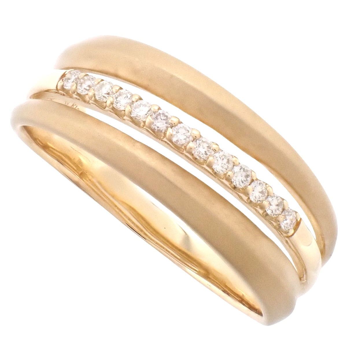 Diamond Ring D0.10 Yellow Gold K18YG Size 13 (EU 53) 3.7g