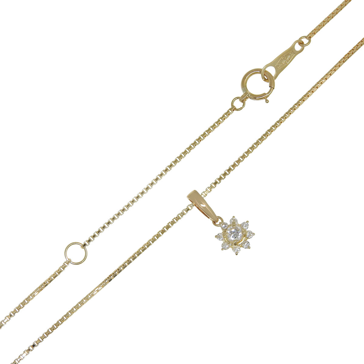 Diamond Sunflower Necklace D0.11,0.10 Yellow Gold K18YG 4.0g