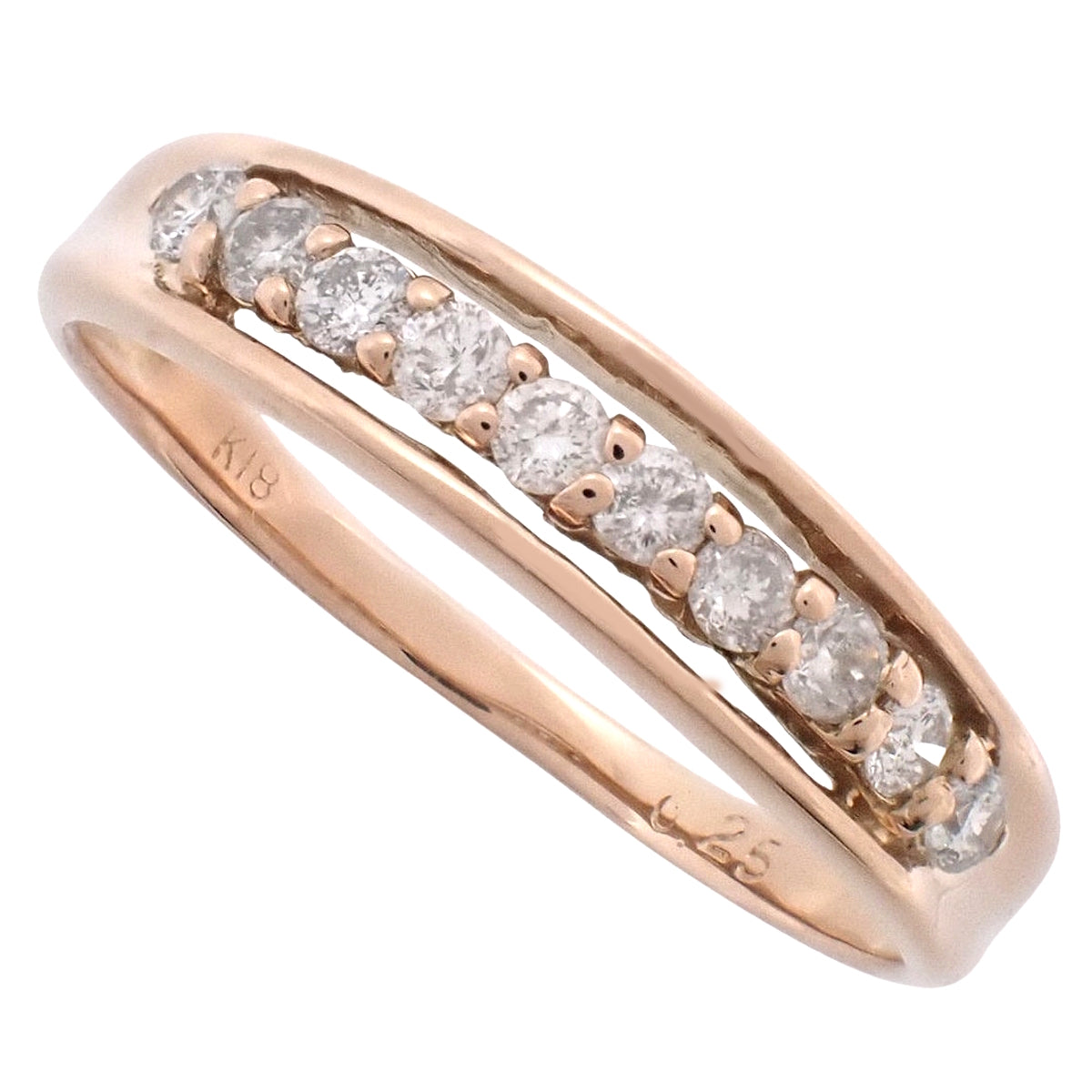 Diamond Ring D0.25 Pink Gold K18PG Size 12 (US 6) 2.0g