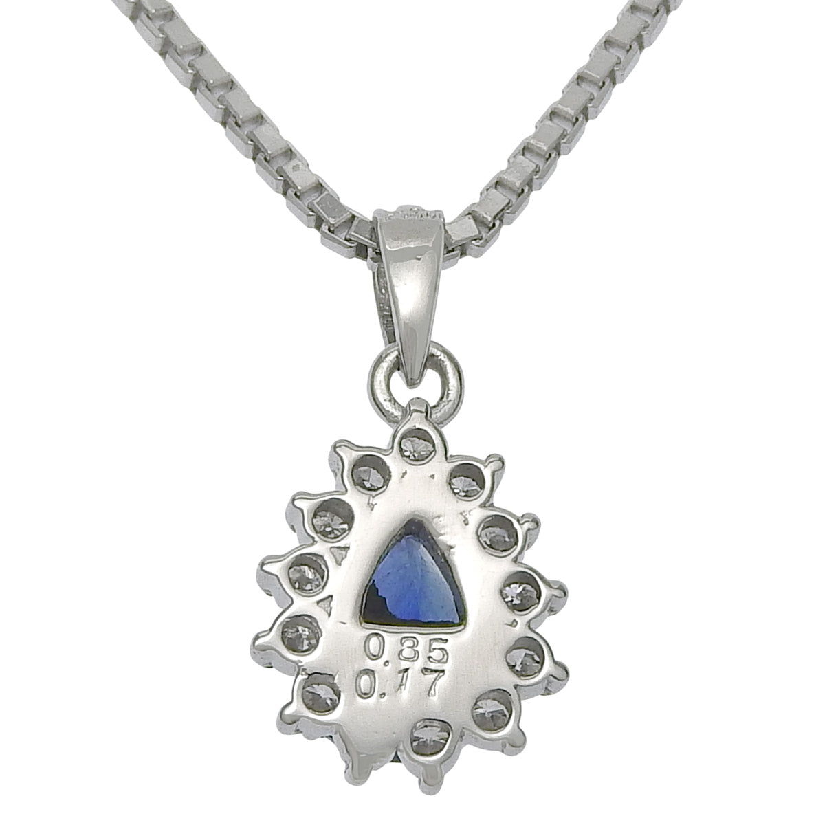 Sapphire pendant, size S0.85/D0.17, platinum, Pt900, Pt850, 6.5g