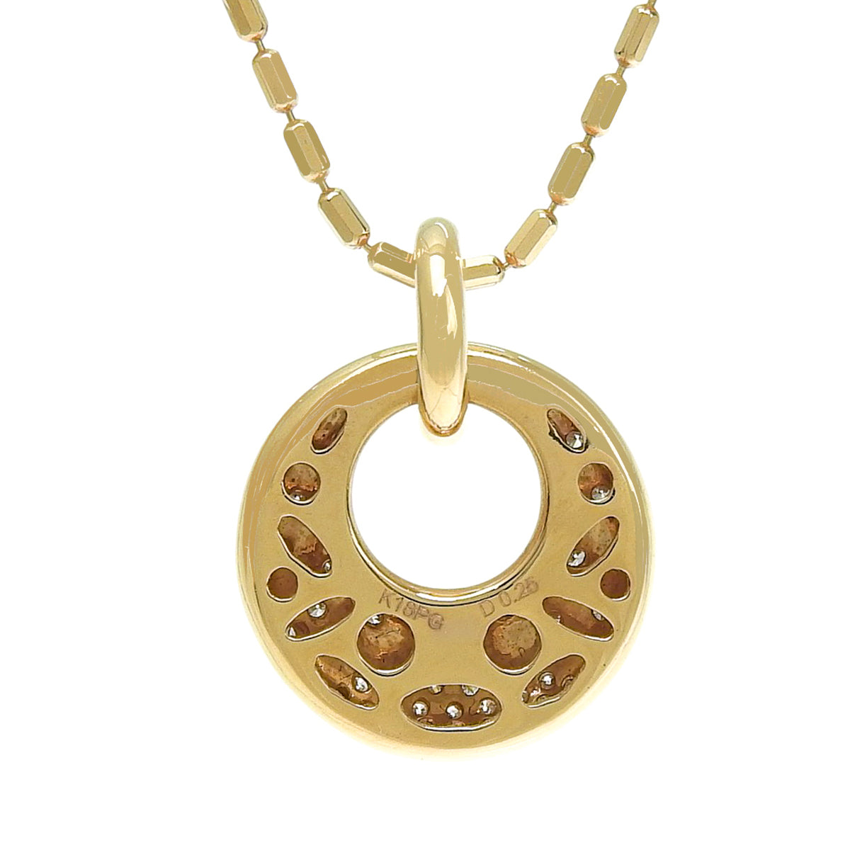 Doughnut-shaped diamond necklace D0.25 in pink gold K18PG