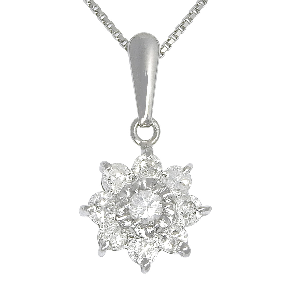 Diamond Flower Pendant D0.5 Platinum Pt900 Platinum Pt850 3.3g