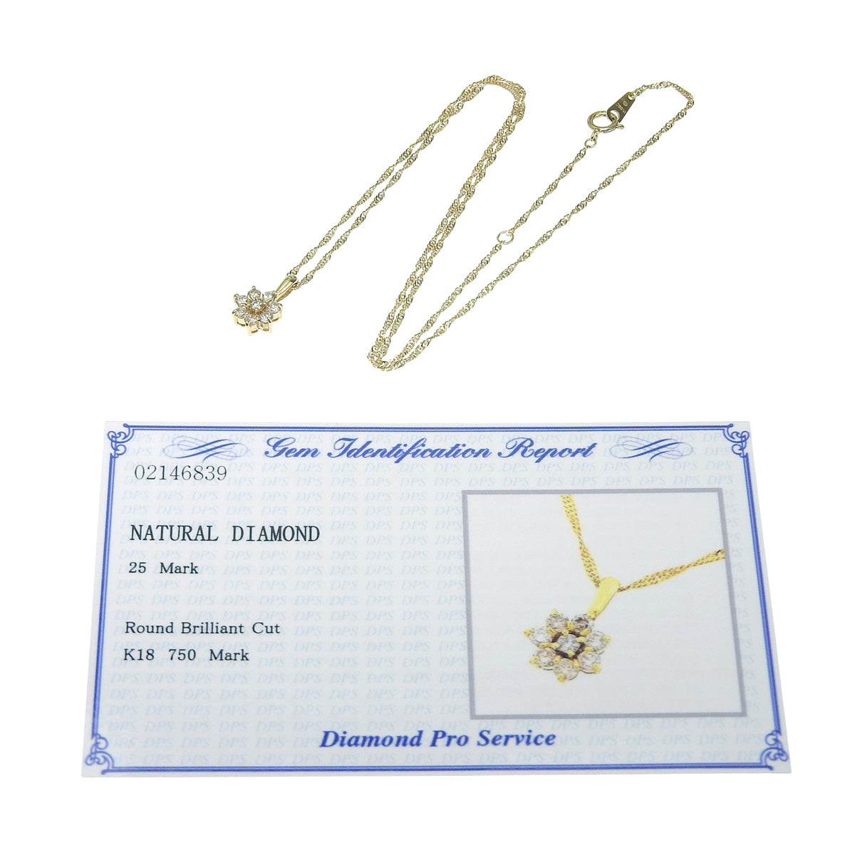 Diamond necklace D0.25 Yellow gold K18YG