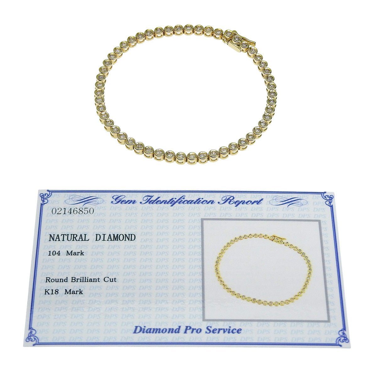 テニスブレスレット D1.04 イエローゴールド K18YG