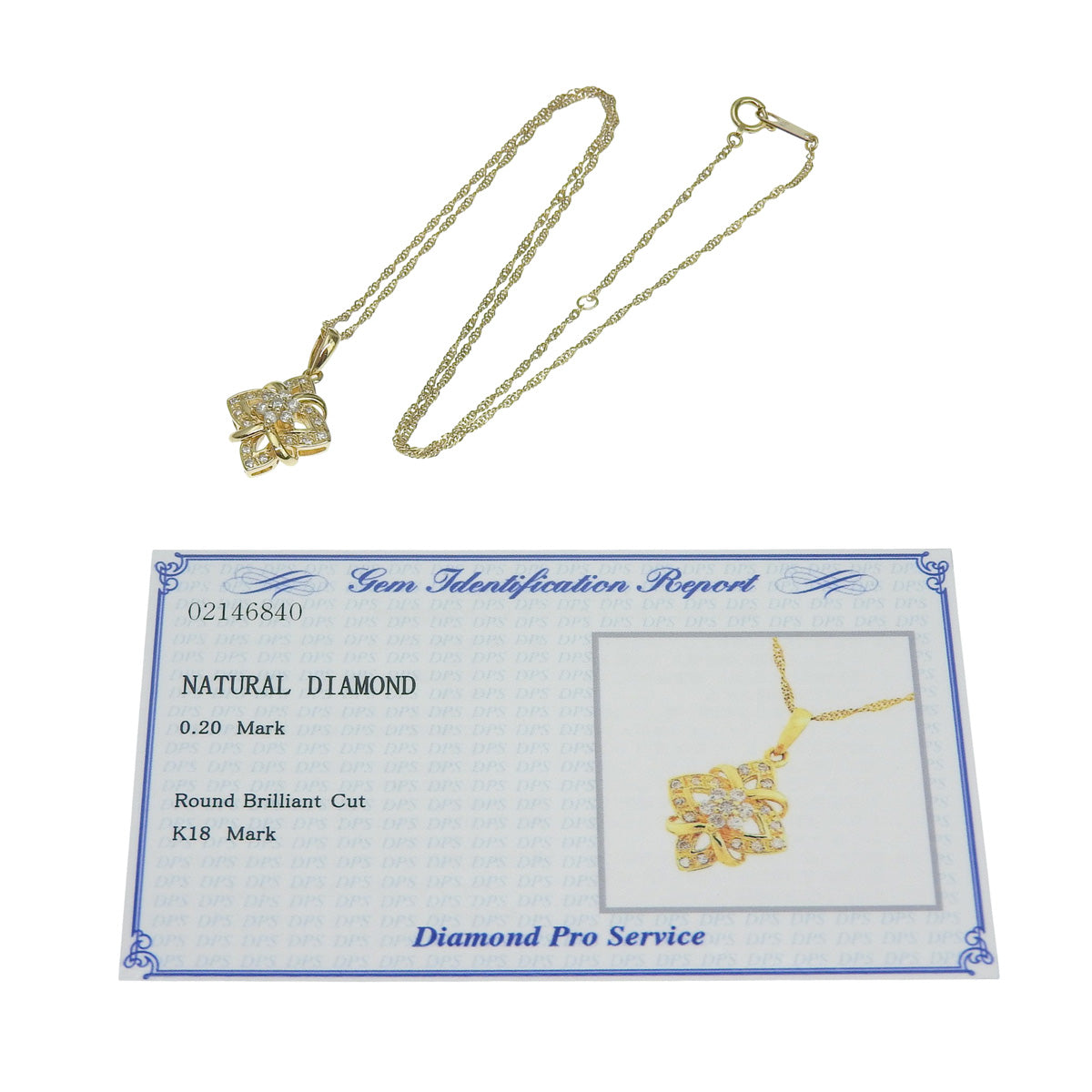 Diamond necklace D0.20 Yellow gold K18YG