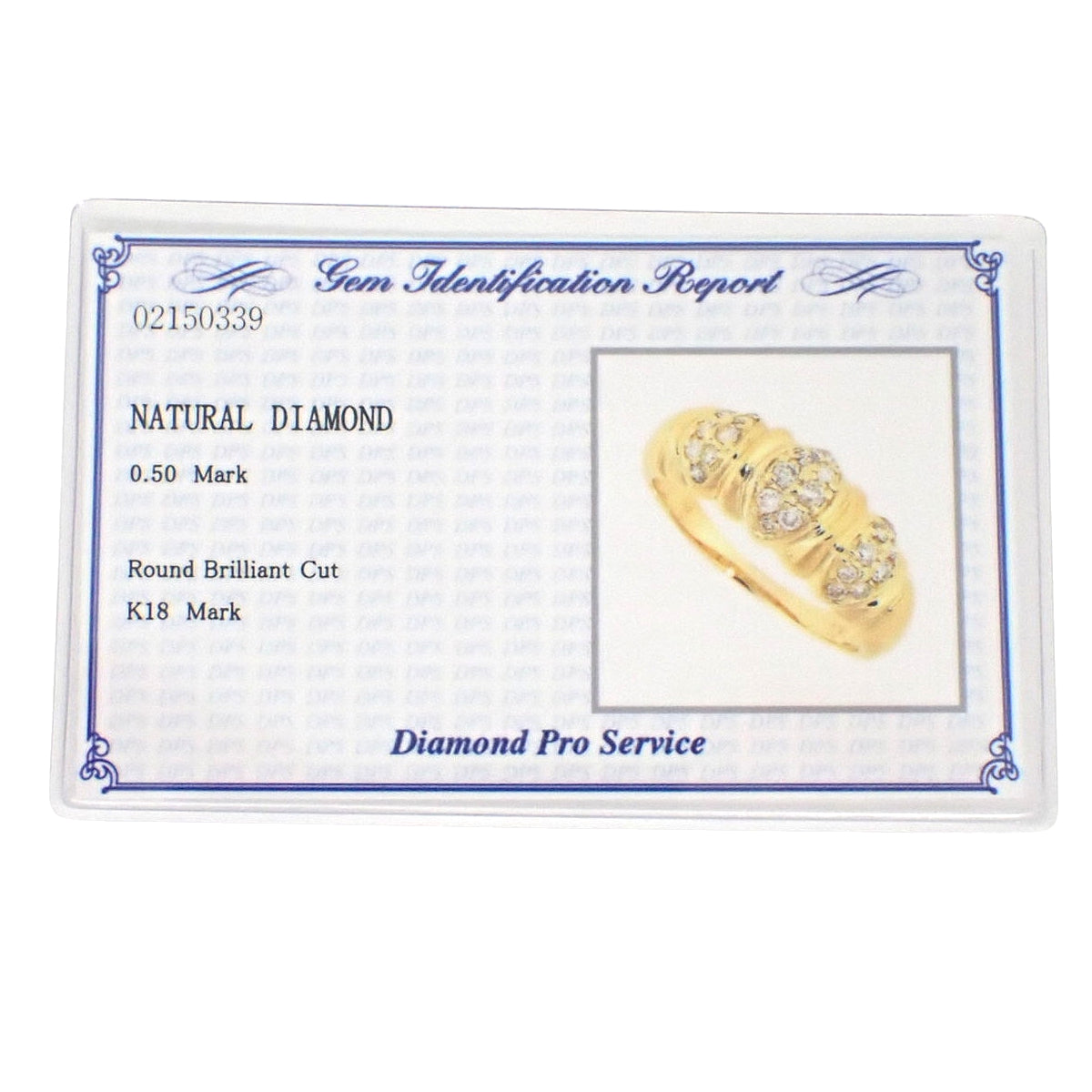 Diamond Ring D0.50 Yellow Gold K18YG Size 20 (US 9.5) 5.3g