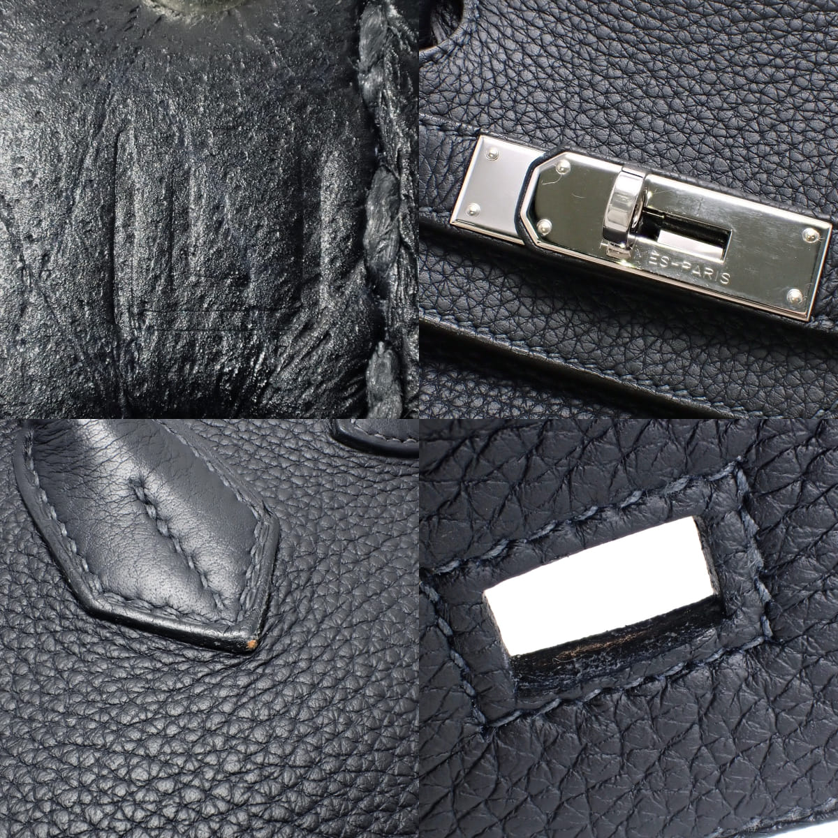 Birkin 30，Taurillon Clemence Blue Nuit 蓝灰色，配银色五金件和 L 字样