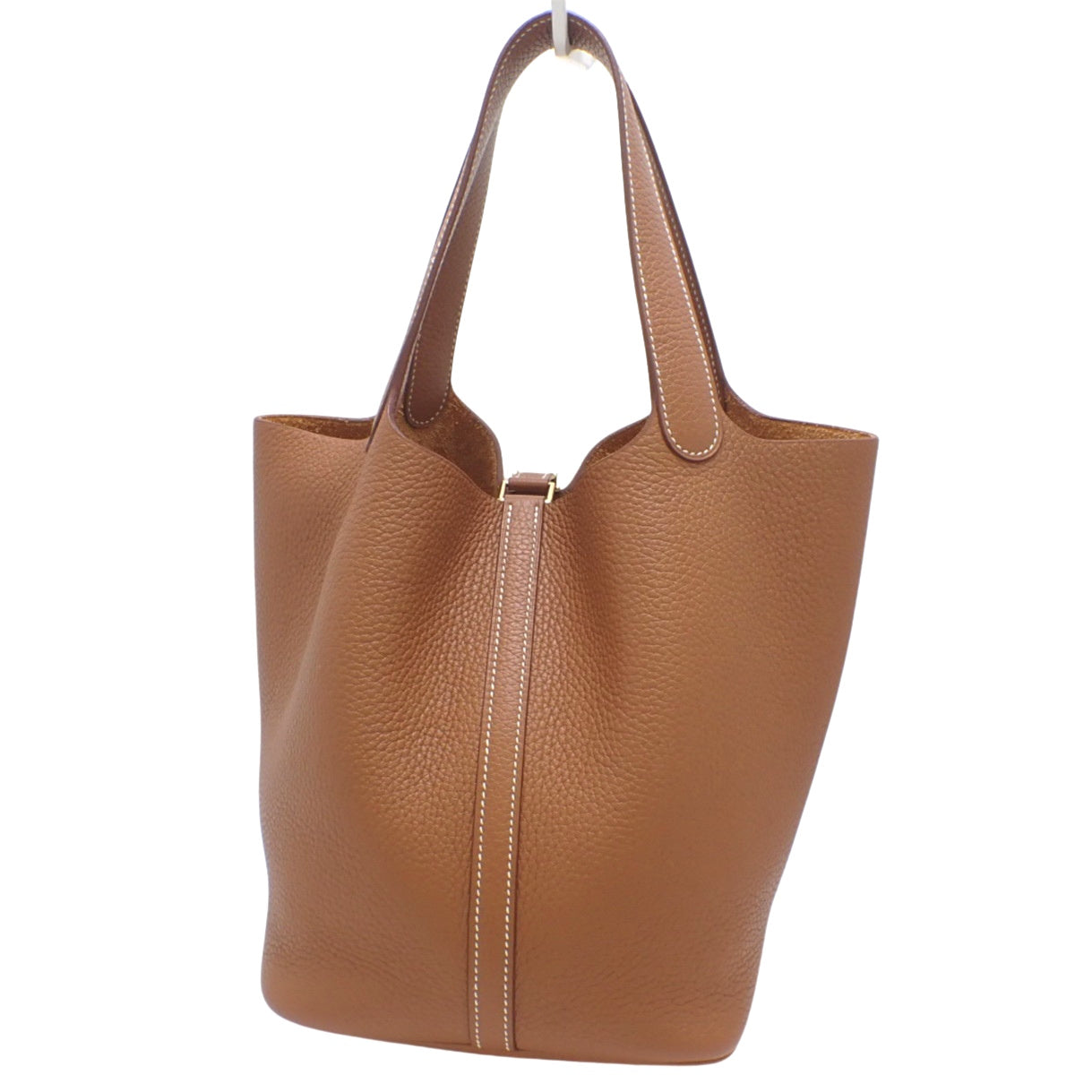 Picotin Lock MM，Taurillon Clemence 皮革，金色五金，C 字印记