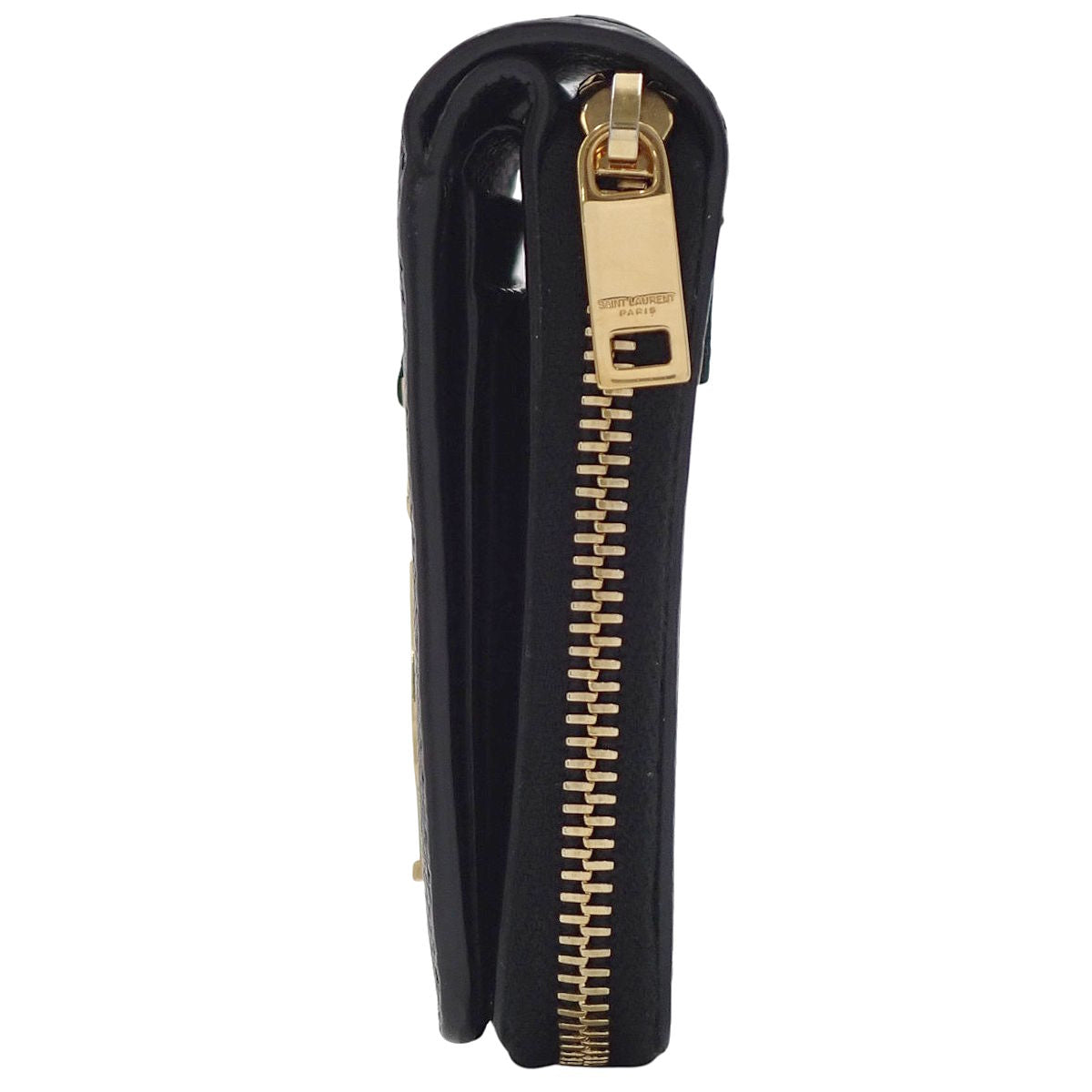 YSLライン ラージ ジップウォレット グレインレザー ブラック 670285