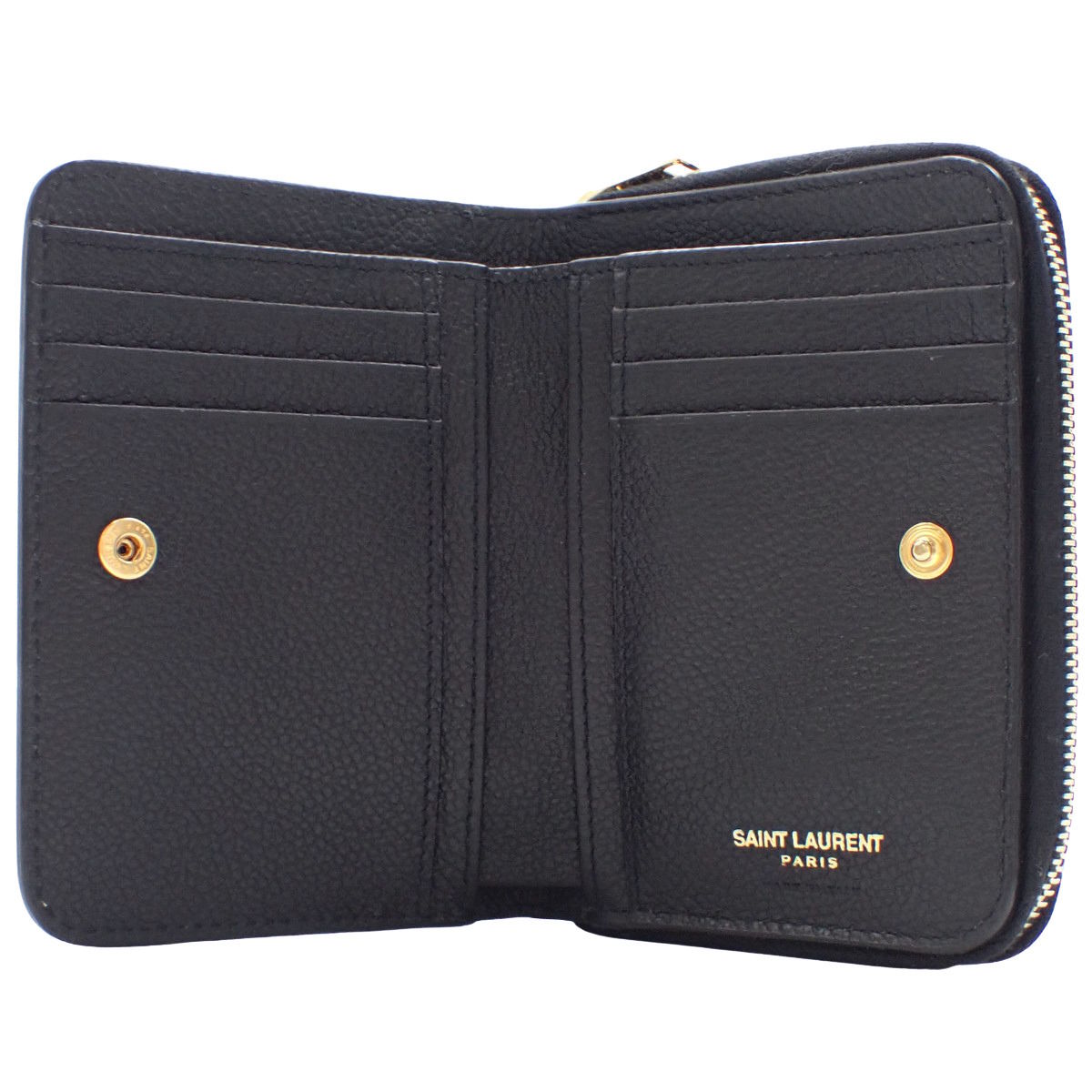 YSLライン ラージ ジップウォレット グレインレザー ブラック 670285