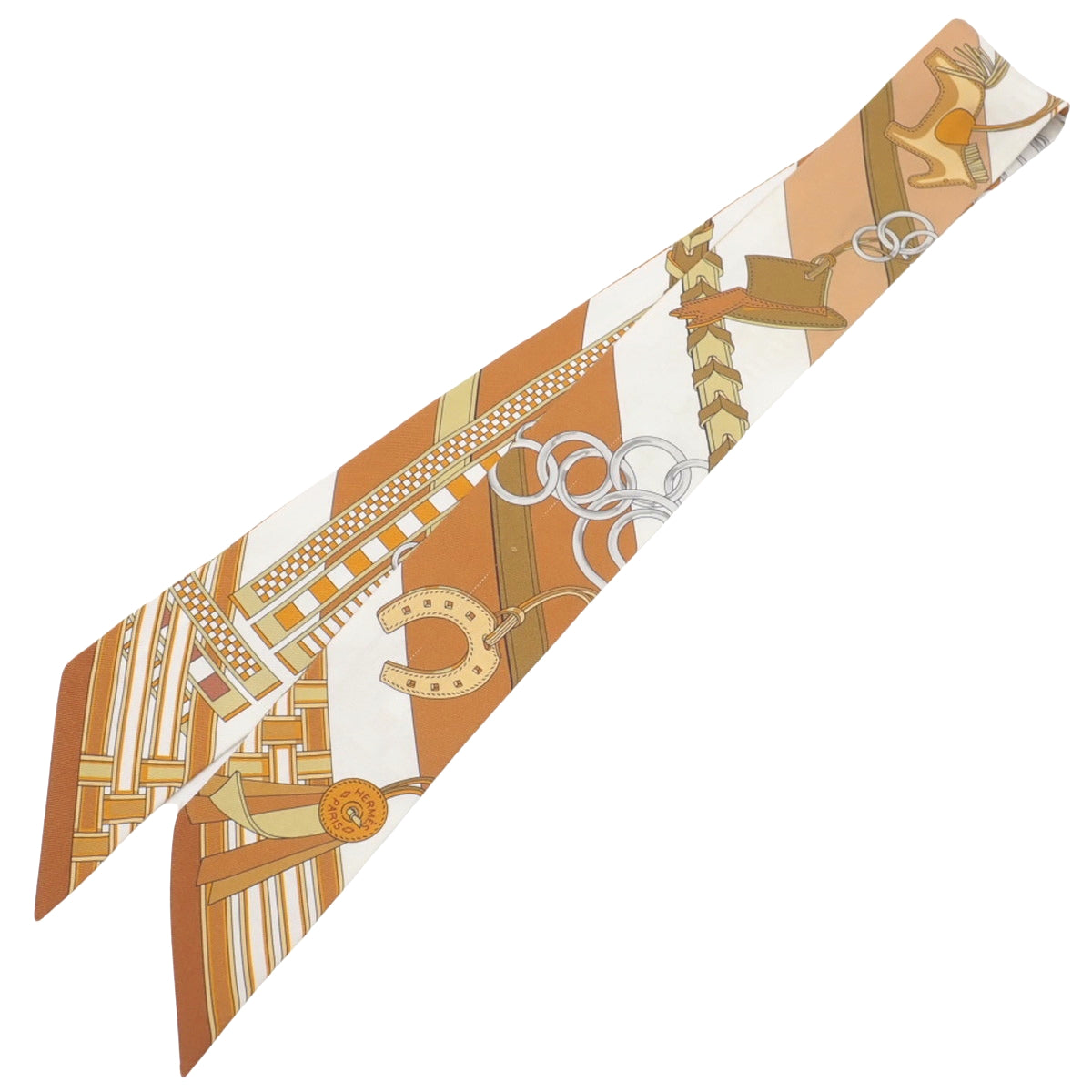 Brides et Gris Gris Bridle and Charm Twilly 丝绸棕白色