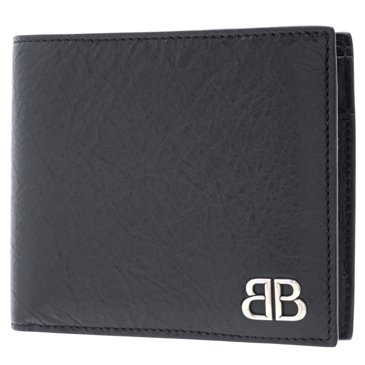 摩纳哥方形折叠零钱包，黑色皮革（779971）