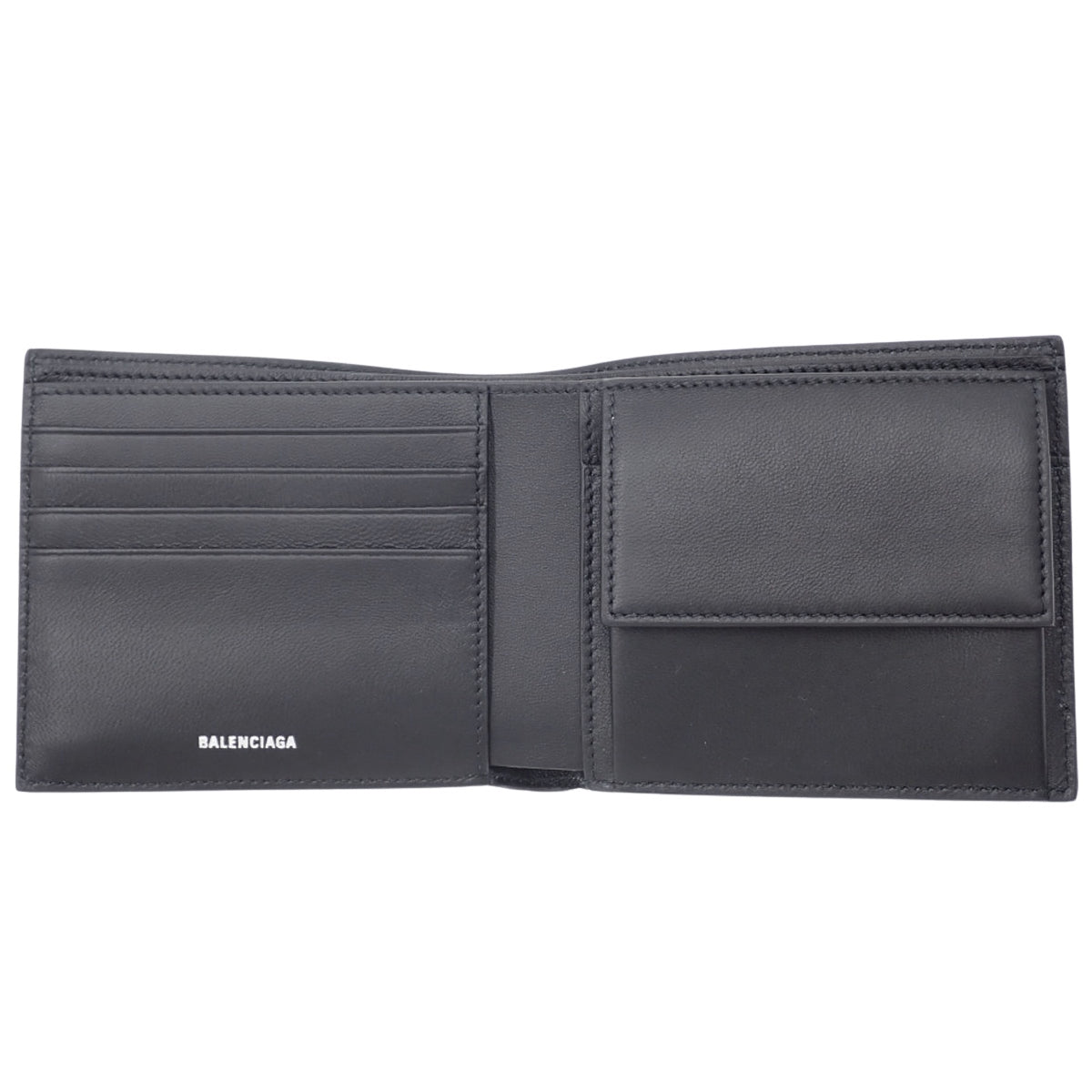 摩纳哥方形折叠零钱包，黑色皮革（779971）