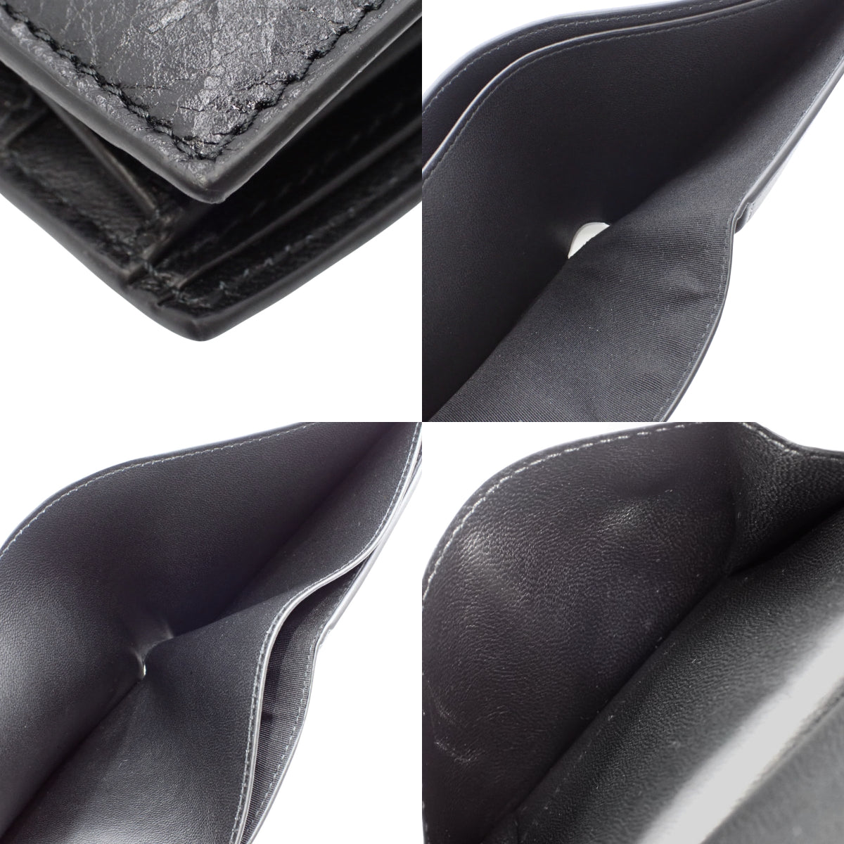 摩纳哥方形折叠零钱包，黑色皮革（779971）